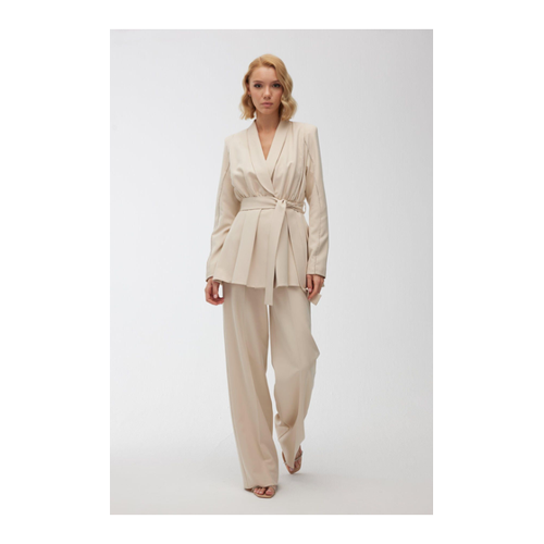 Bild von Manuka Palazzo-Hose Mit Hoher Taille in Beige für Damen