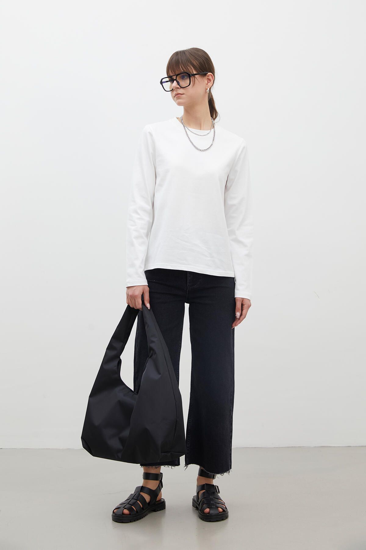 Bild von Manuka Ecrufarbenes Langarm-t-shirt Aus Baumwolle für Damen - L
