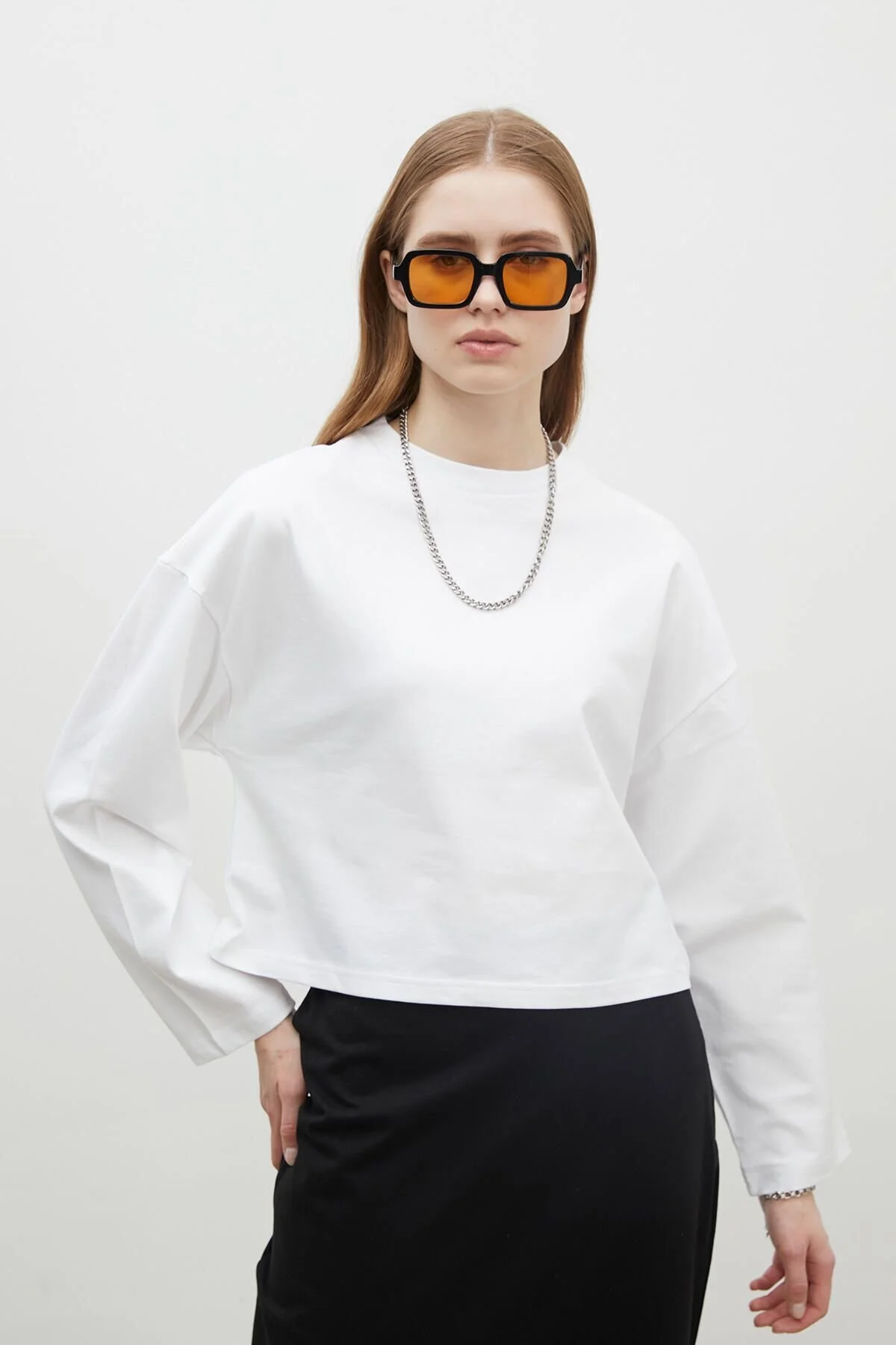 Bild von Manuka Langärmeliges Crop-t-shirt Aus Baumwolle Weiss für Damen - M/LNG
