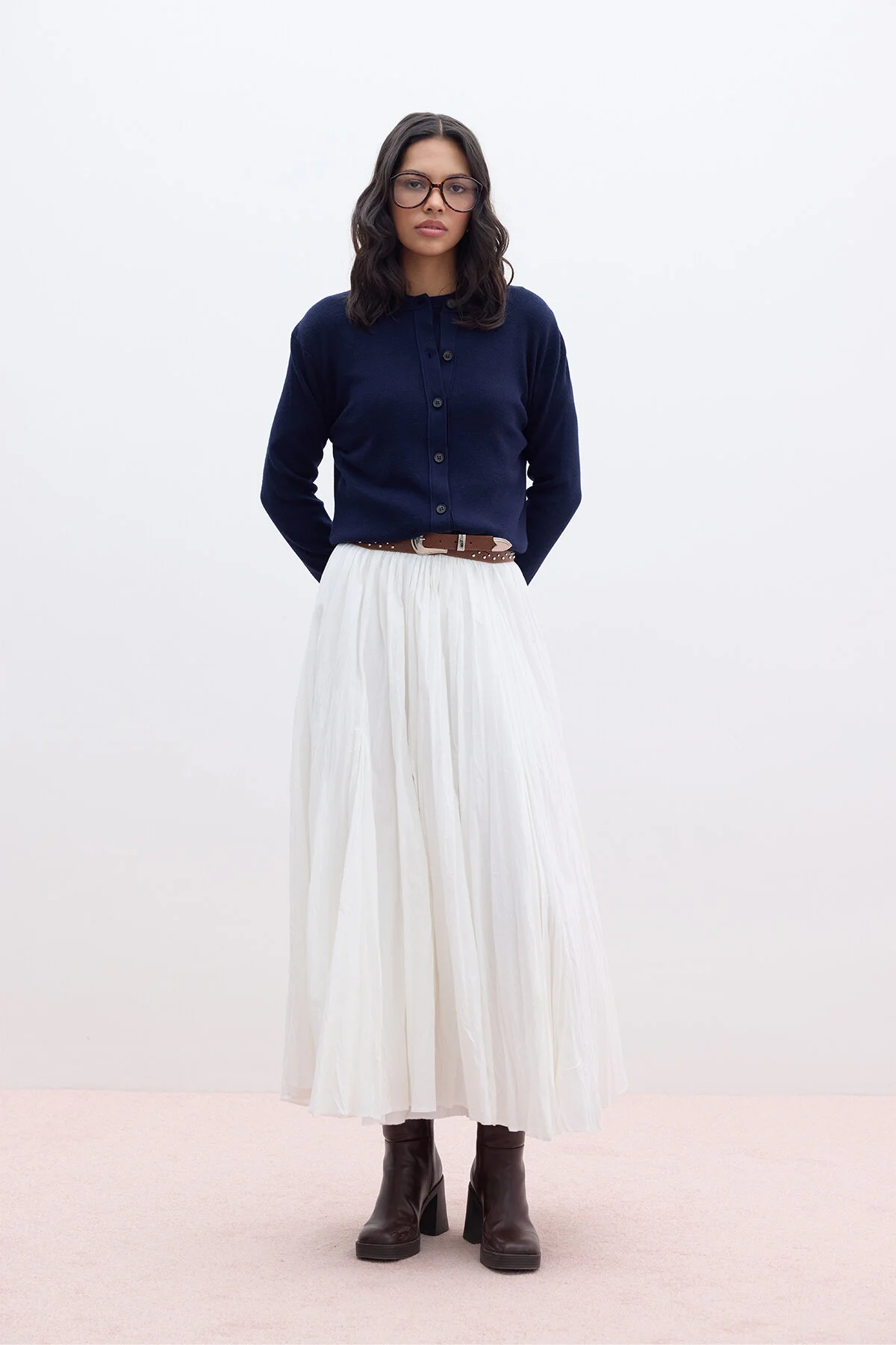 Bild von Manuka Marineblaue Strickjacke Mit Weicher Textur für Damen - S