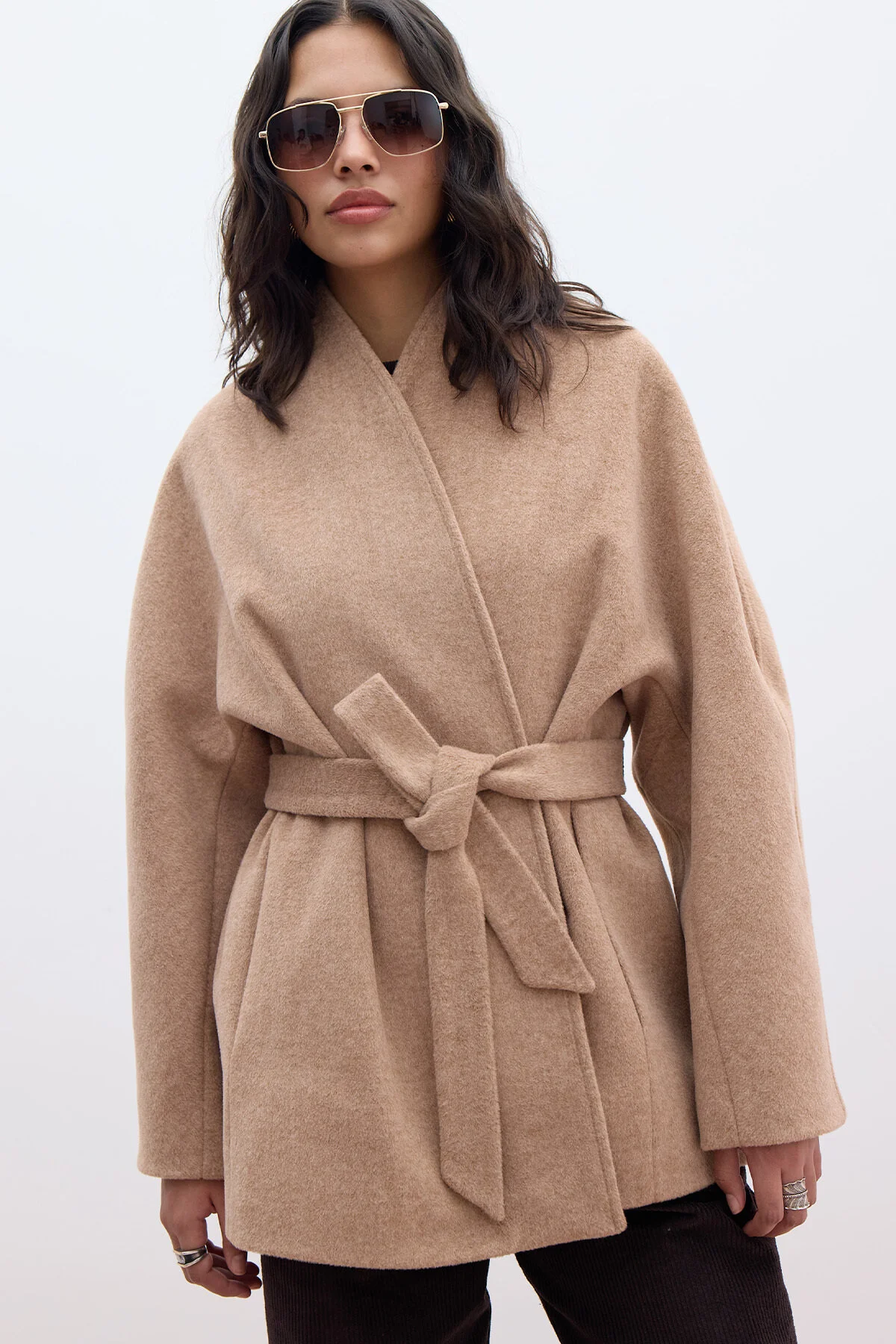 Bild von Manuka Tarzo-kimono – Kaschmir-mantel Zimt für Damen - M/L