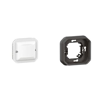 Bild von LEGRAND, Plexo New Set, Einsatz Bewegungsmelder, 120° Erfassungsbereich, 2-Leiter, 8m Detektionsreichweite, 250W, IP55 - IK07 & 1-fach Feuchtraum-Unterputz-Tragrahmen, Grau, 069520L & 069681L