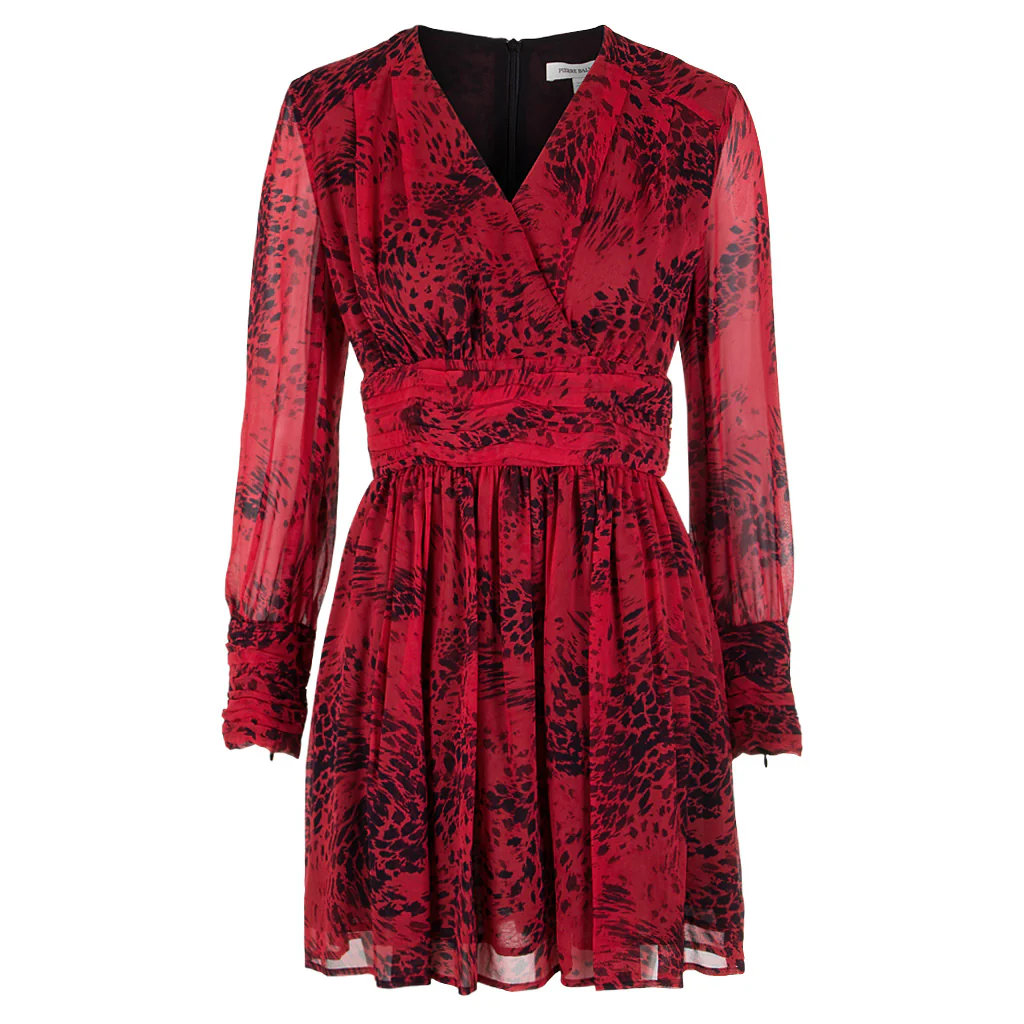Bild von Pierre Balmain Seidenkleid Leo Print rot