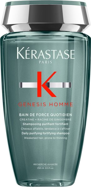 Bild von Kérastase | Bain de Force Quotidien Shampoo, Für geschwächtes Haar und gegen Haarausfall, Genesis Homme, 250 ml