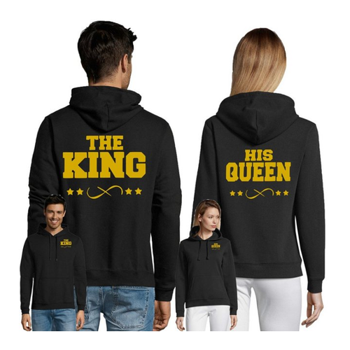 Bild von Blondie & Brownie Hoodie Unisex Paar Pärchen Pullover - The King His Queen