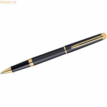 Bild von Waterman Hémisphère Tintenroller | Mattschwarz mit Goldzierteile | feine Spitze | Schwarze Tinte | Geschenkbox