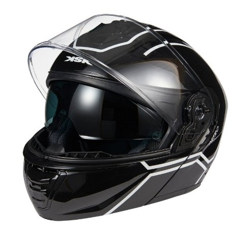 Bild von KSK LINERGLOW000 Klapphelm black/white klar lackiert XS, 53-54 cm ECE 22.06 Winter, Sommer