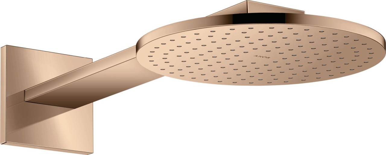 Bild von Kopfbrause, Brausearm	Brausekopfgröße 250 mm	Brausearmlänge 450 mm	Wandmontage	Strahlart PowderRain, Intense PowderRain	Durchflussmenge PowderRain (bei 3 bar) 19 l/min	Durchflussmenge Intense PowderRain (bei 3 bar) 15 l/min	Select Umstellung an der Armatur	dynamische Strahldüsen fahren im Betrieb aus	Oberfläche Strahlscheibe: vollverchromte Strahlscheibe	Material Strahlscheibe: Metall	Kopfbrause zur Reinigung abnehmbar	ServiceCard mit Sieb und Durchflussbegrenzer kann zur Reinigung ohne Werkzeug entnommen werden	Anschlussgröße DN15