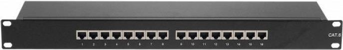 Bild von Tecline Patchfeld, Cat. 6, 16 Port, STP, 1 HE, 48,30cm (19"), schwarz Cat 6 Patchfeld mit 16 Ports, Server Zubehör, Schwarz