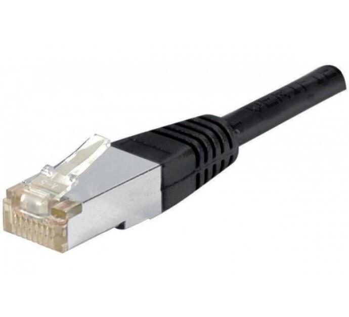 Bild von Exertis Connect Patchkabel F/UTP, CAT.6a, schwarz, 0,3 m Für 10 Gigabit/s, mit besonders schmalem Knickschutz (F/UTP, CAT6a, 0.30 m), Netzwerkkabel