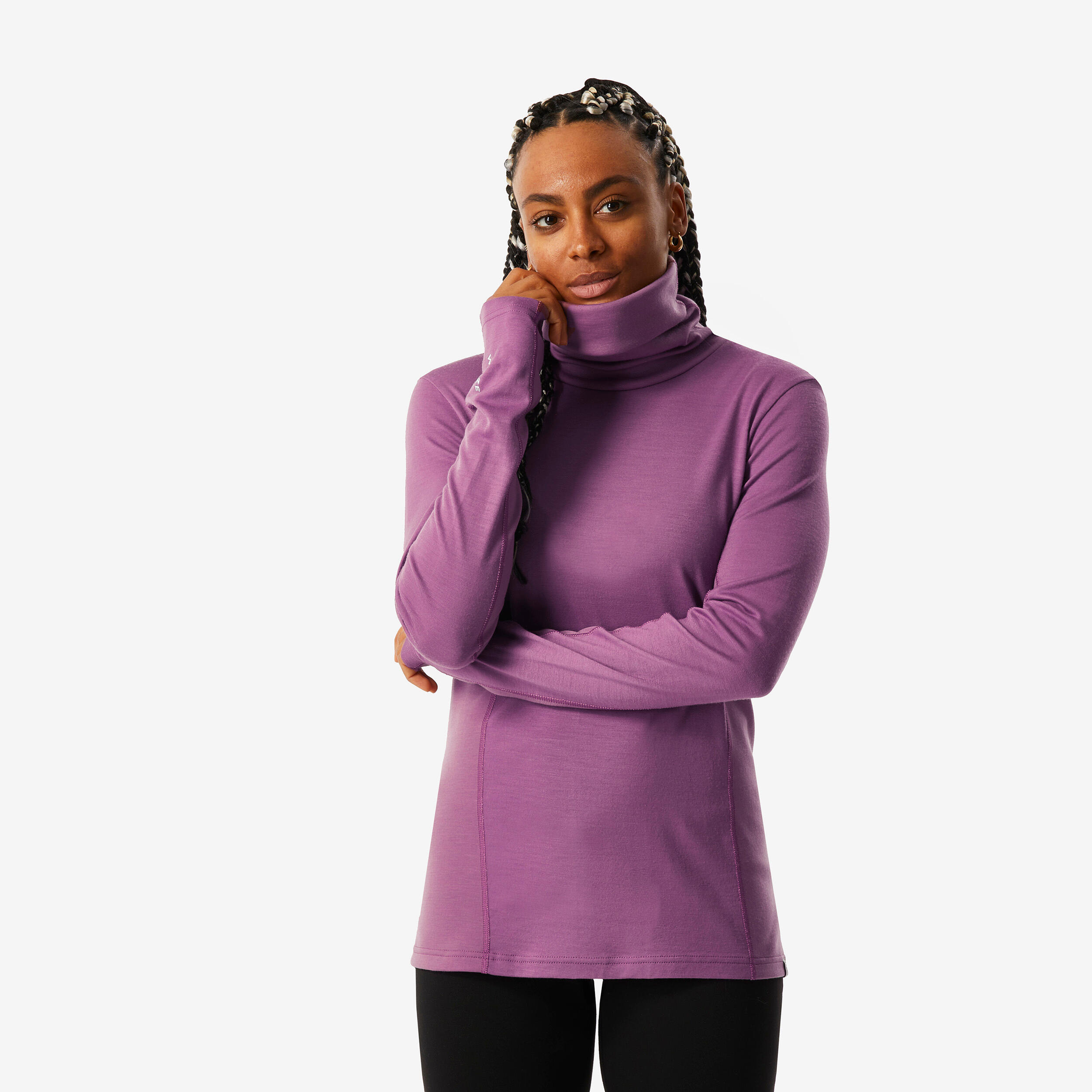 Bild von Skiunterwäsche Rollkragen Damen Merinowolle atmungsaktiv – BL500 rosa