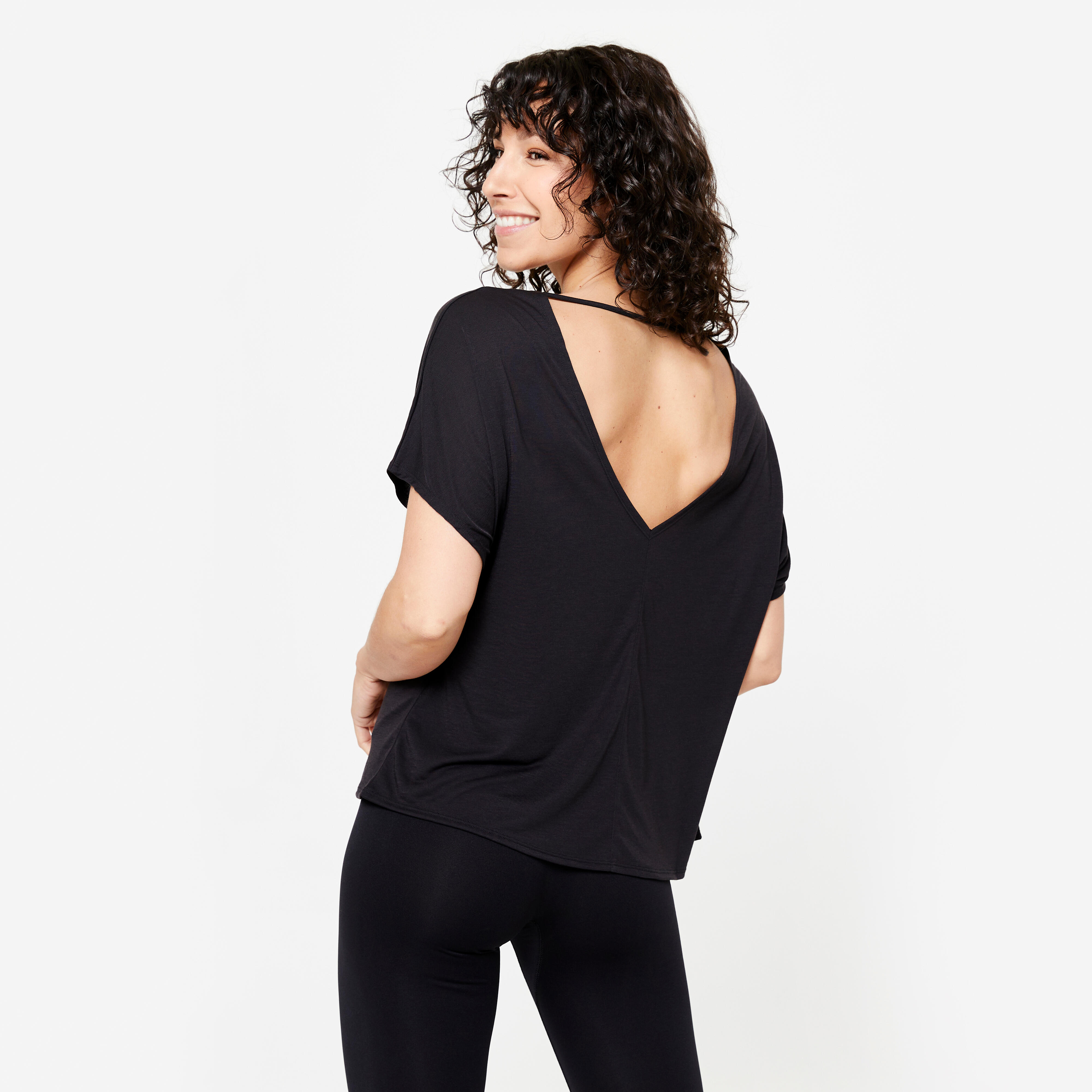 Bild von Tanz-Shirt Damen Modern Dance kurzarm fliessend - schwarz