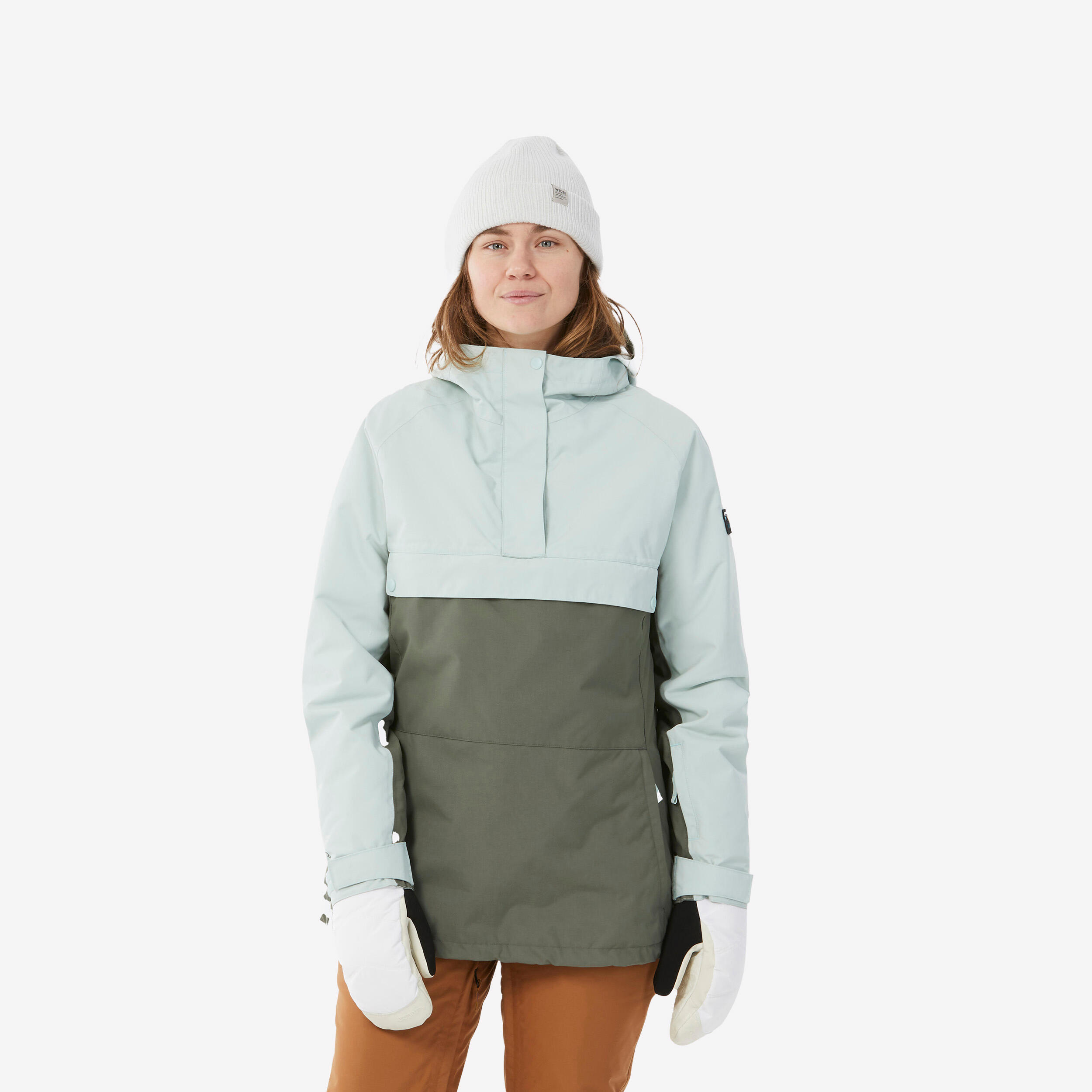 Bild von Snowboardjacke Skijacke Damen 1/2 Reißverschluss - SNB 100 grün/khaki