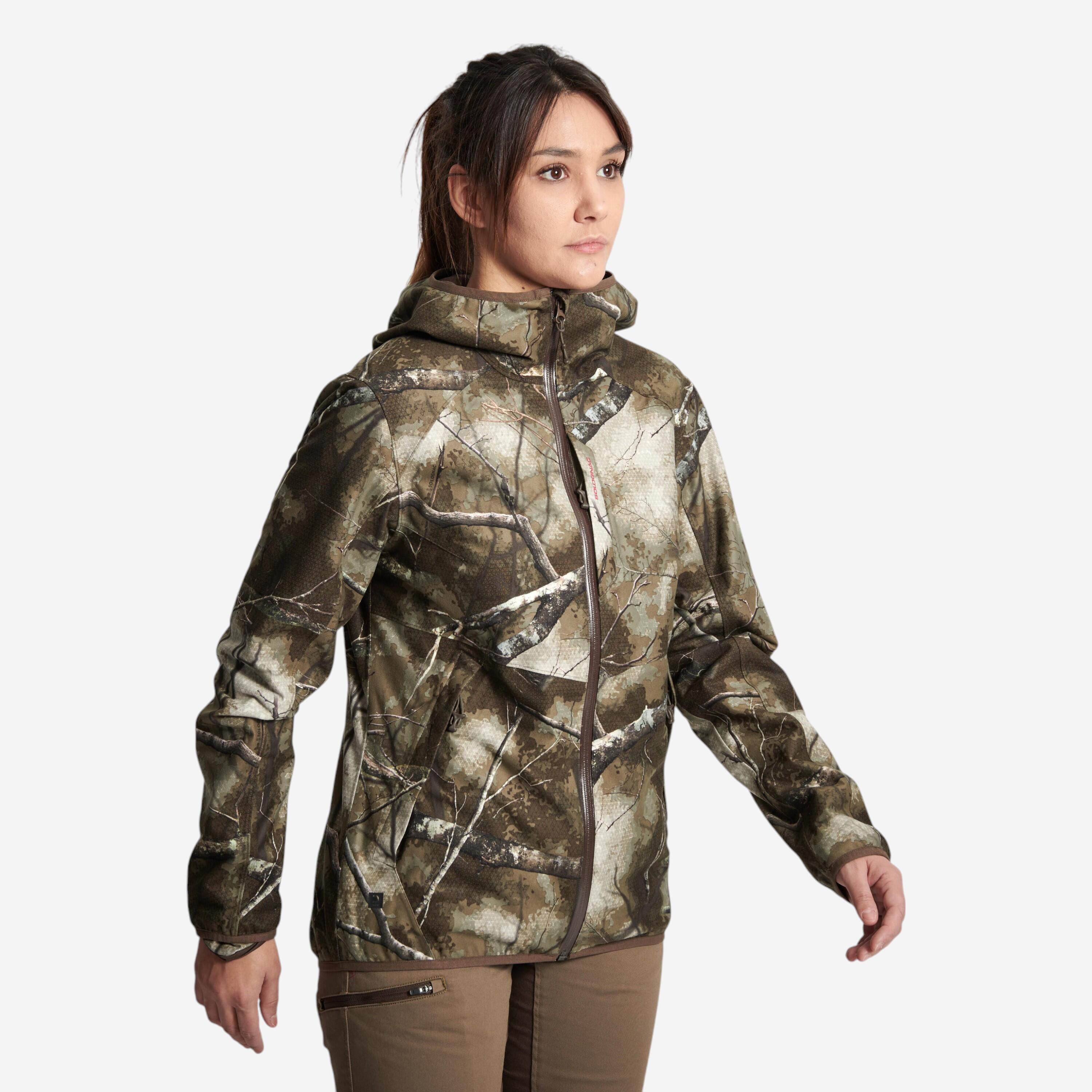 Bild von Jagdjacke Regenjacke 500 Damen geräuscharm Camouflage
