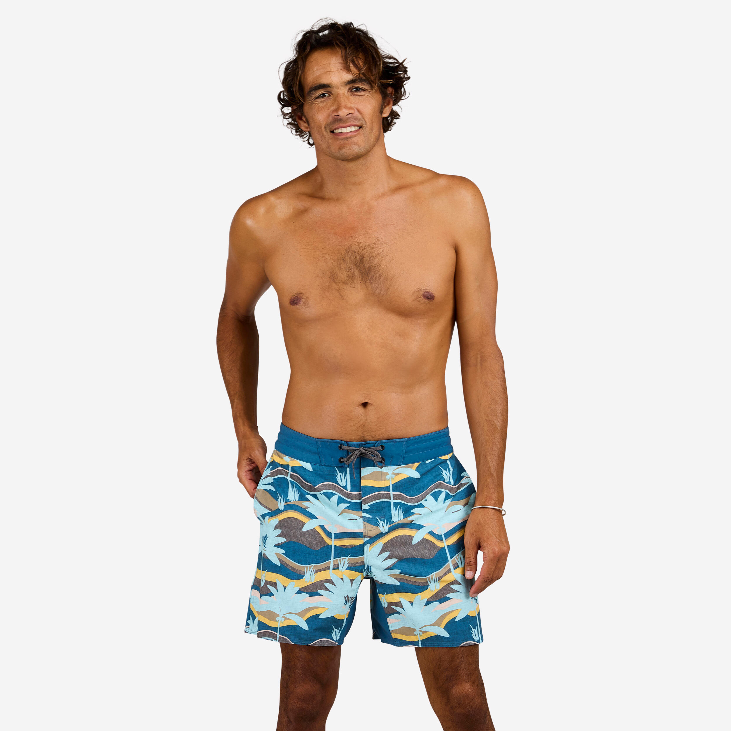 Bild von Boardshorts 17" Surfen - 500 Palmen grau