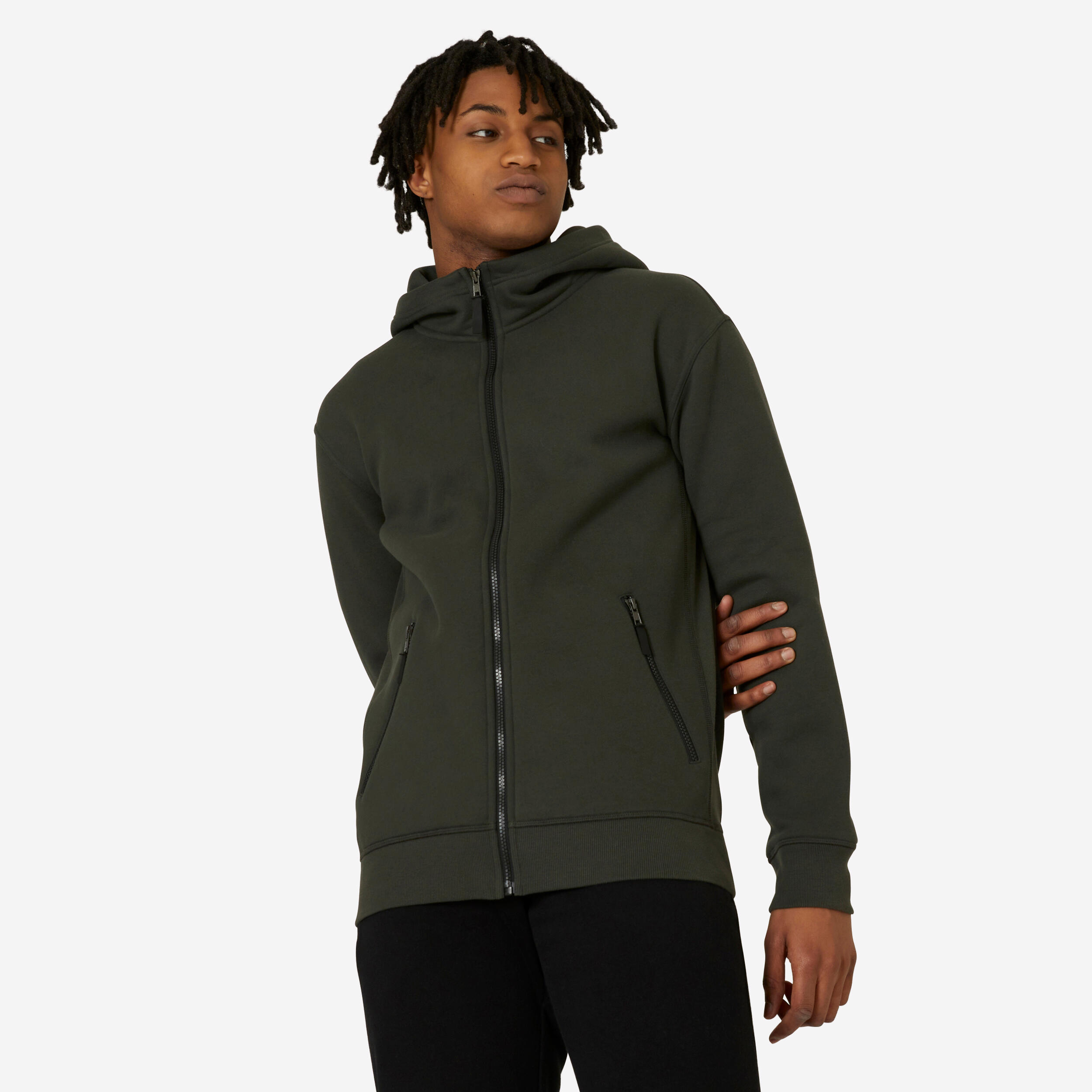 Bild von Trainingsjacke mit Kapuze Herren warm - 520 khaki
