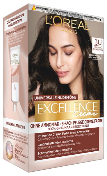 Bild von L'Or&eacute;al Paris Excellence Creme Universale Nude-T&ouml;ne 3U Dunkelbraun Coloration 1Stk