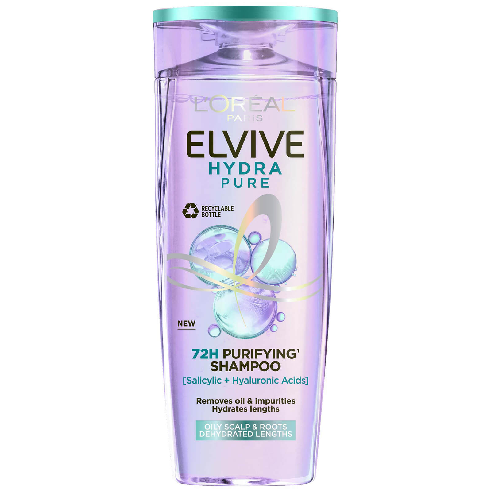Bild von L'Oréal Paris Elvive Hydra Pure 72-Stunden Klärendes Shampoo mit Hyaluron- und Salicylsäuren 500 ml