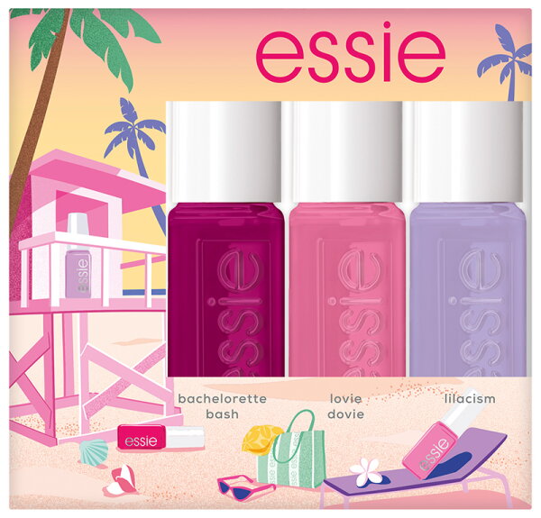 Bild von Essie Sommer-Nagellack-Set hang loose: sommerliches Mini Trio Kit, Nr. 30 bachelorette bash, 5 ml, Nr. 20 lovie dovie, 5 ml, Nr. 37 lilacism, 5 ml