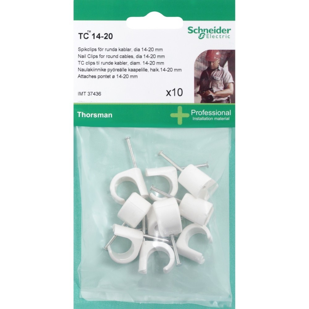 Bild von 10x Schneider Electric, Kabelhalter, SE IMT37436 Nagelschelle fÃ¼r Rundkabel TC14-20 Nagel (2