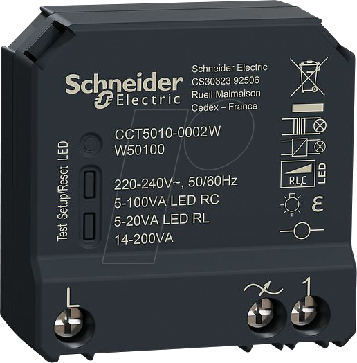 Bild von Schneider Electric CCT5010-0002W Wiser Smart Home Dimmaktor 1fach Unterputz, kein Hub erforderlich, mit kostenloser App Funktion, kompatibel mit Amazon Alexa und Google Home