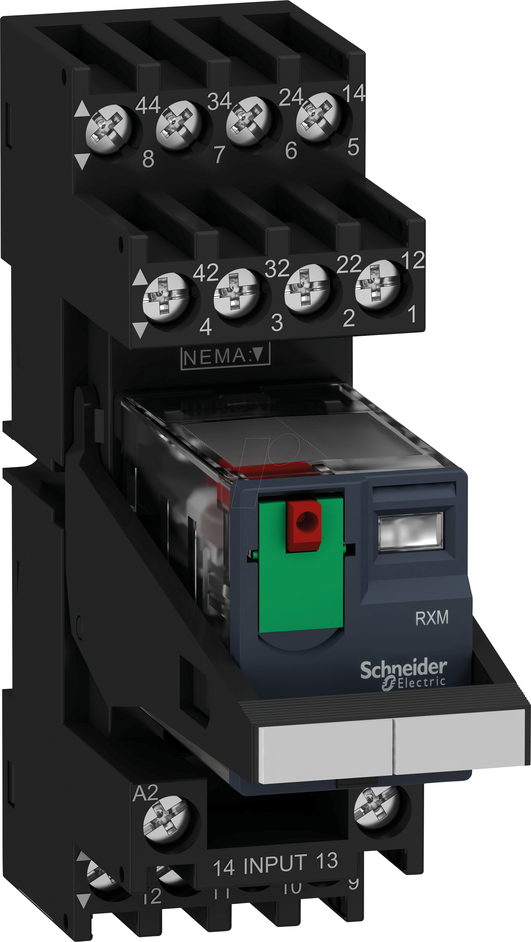 Bild von 30x APC Miniatur-Steckrelais mit LED RXM, 2 Wechsler, AC, 24V, 10A, Schraubklemme, Relais