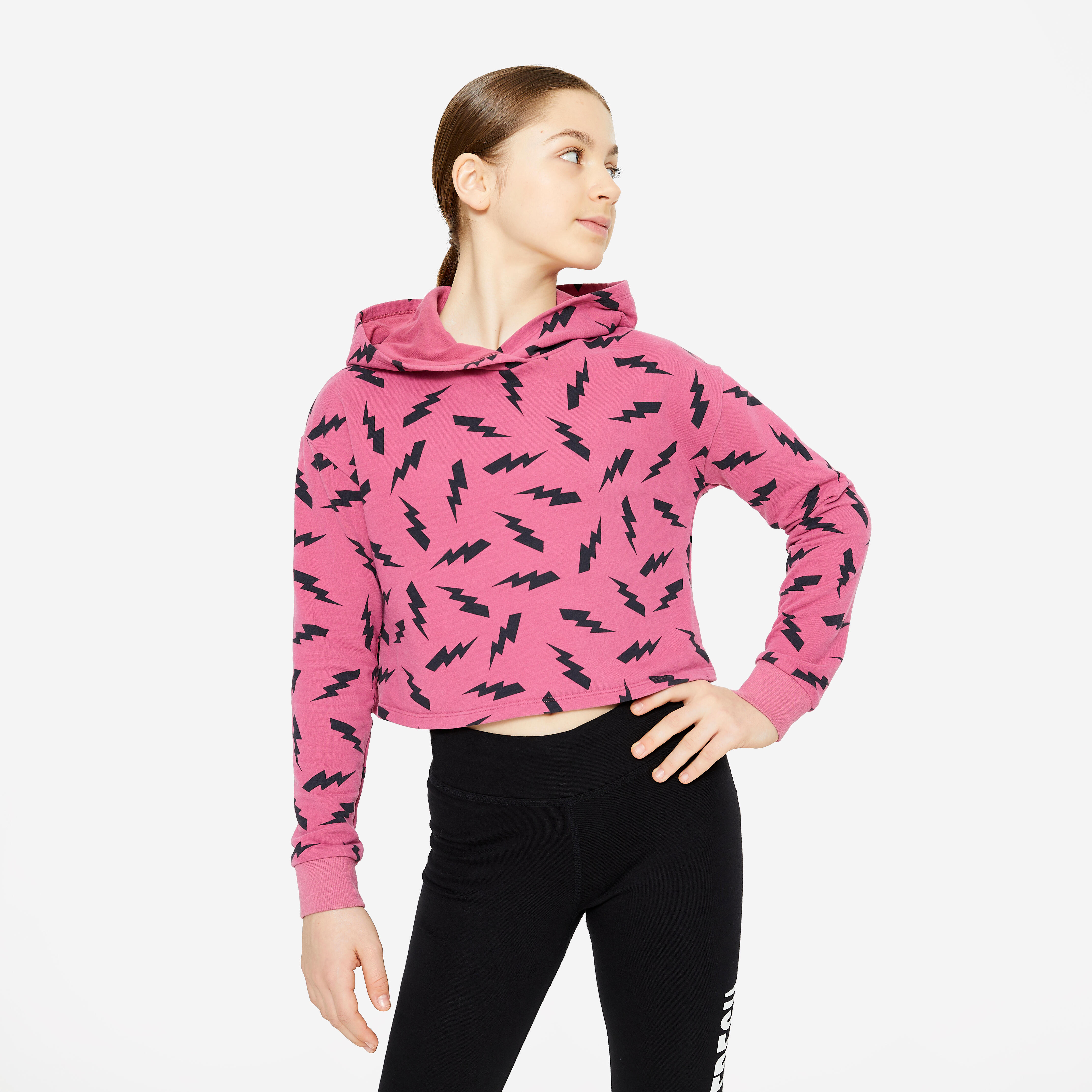 Bild von Tanz-Sweatshirt Mädchen Crop Top Modern Jazz mit Kapuze - bordeauxrot