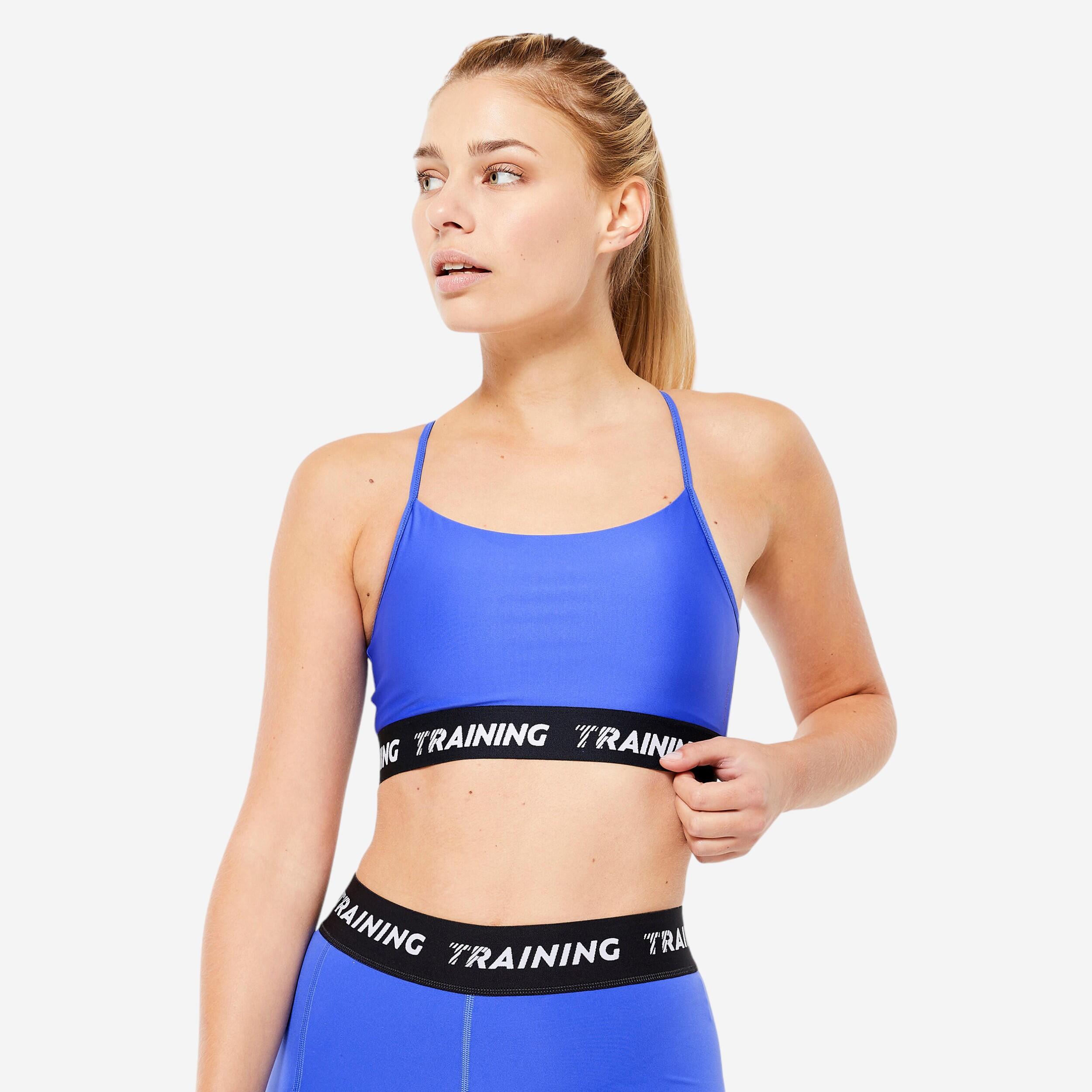 Bild von Sport-Bustier Damen schmale Träger leichter Halt - 500 blau