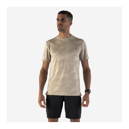 Bild von Laufshirt Herren kurzarm atmungsaktiv - Run 500 Dry beige mit Grafikprint