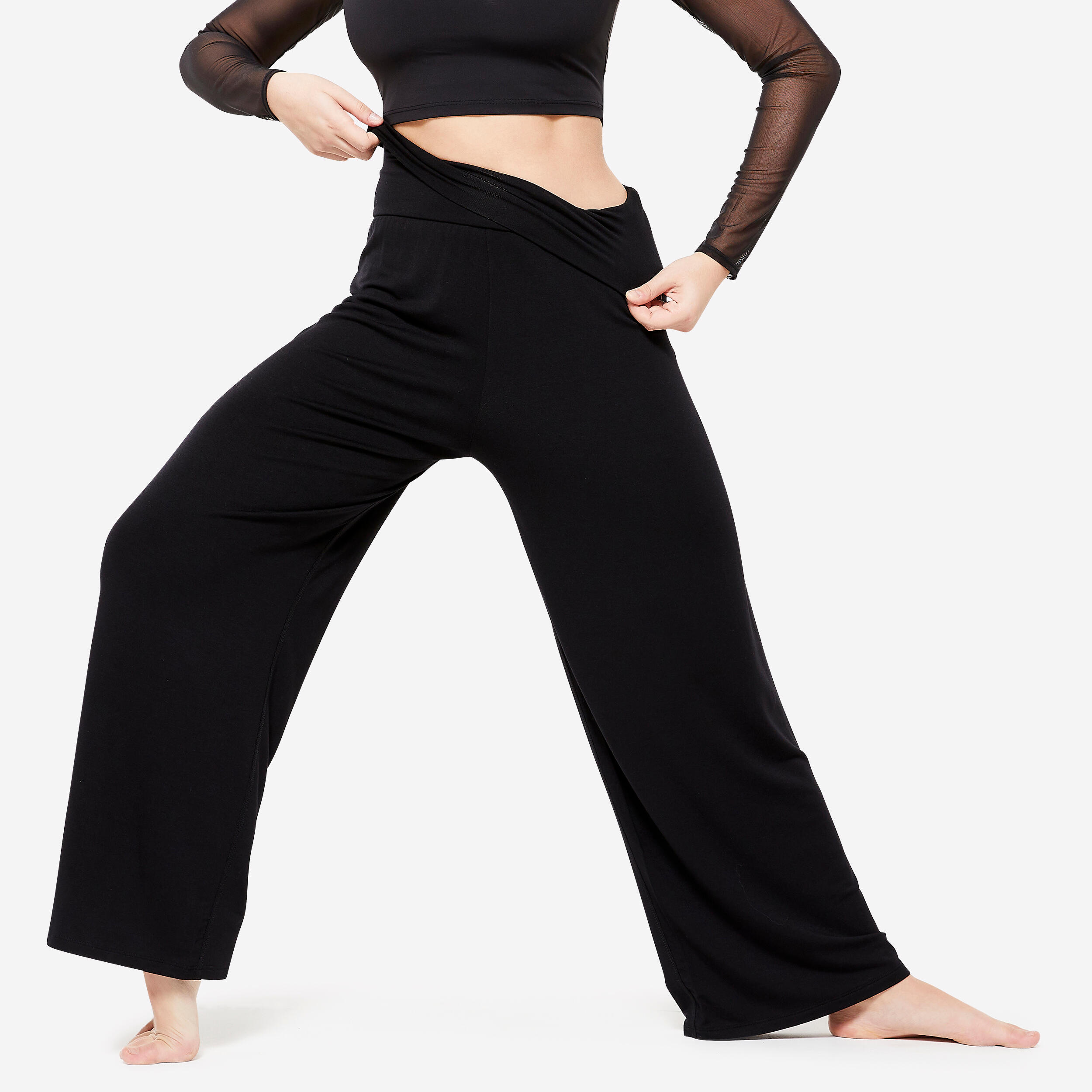 Bild von Tanzhose Modern Dance Damen gerade fliessend - schwarz
