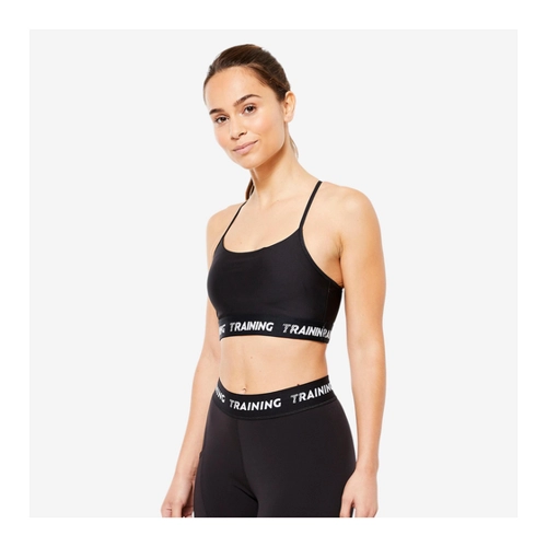Bild von Sport-Bustier Damen mit schmalen Trägern – leichter Halt in Schwarz