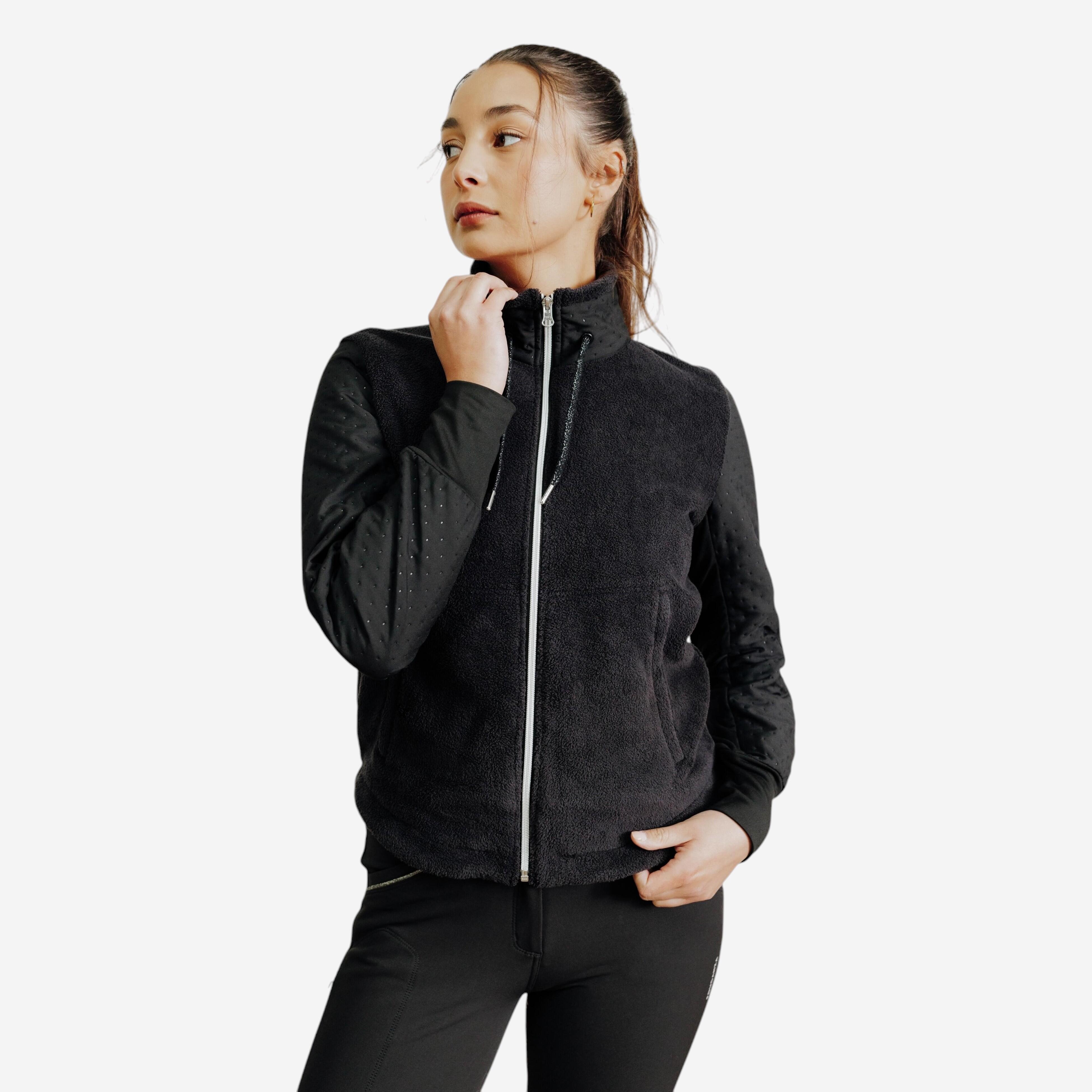 Bild von Sweatshirtjacke 500 Warm Damen schwarz