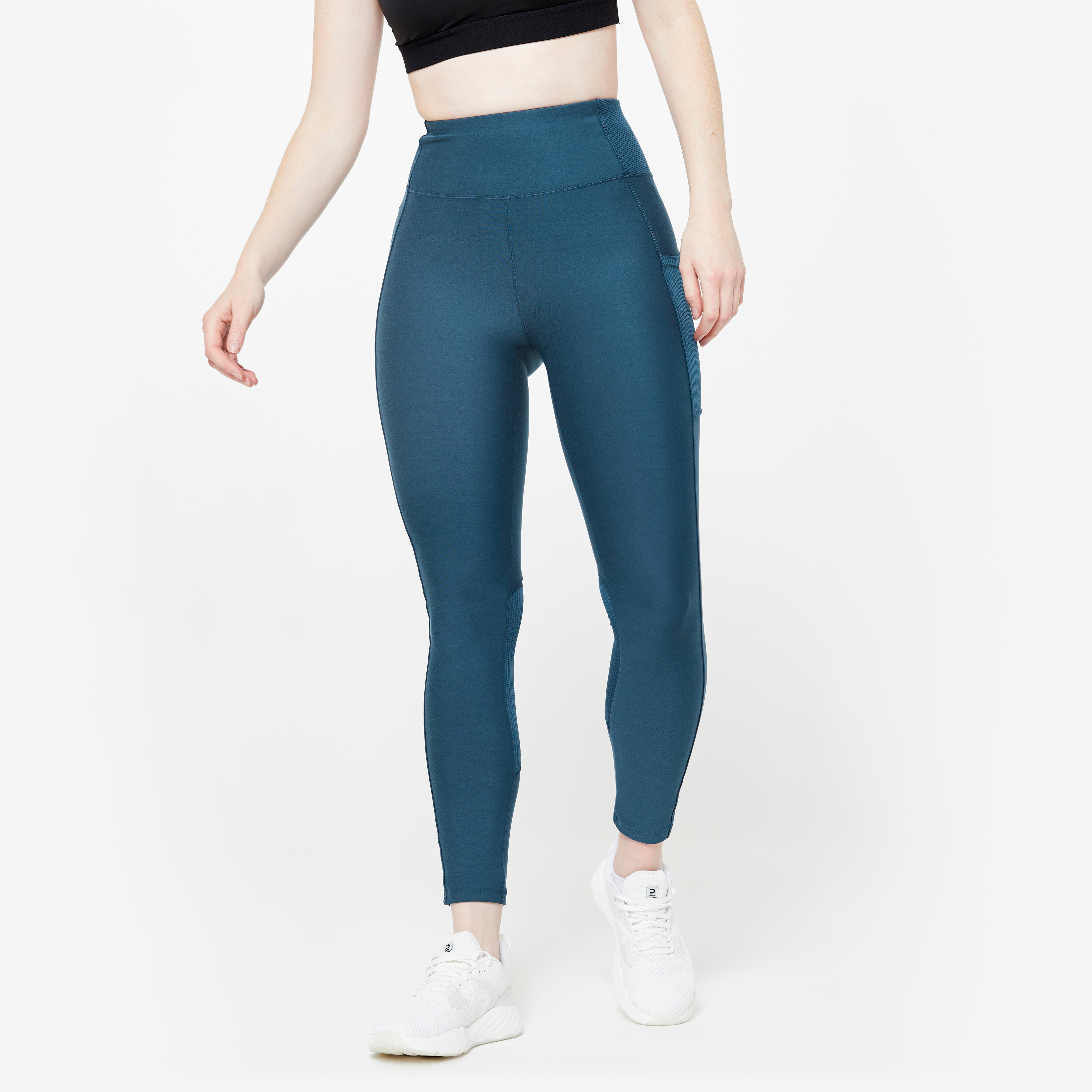 Bild von Sportleggings Damen Handytasche hoher Bund - blau
