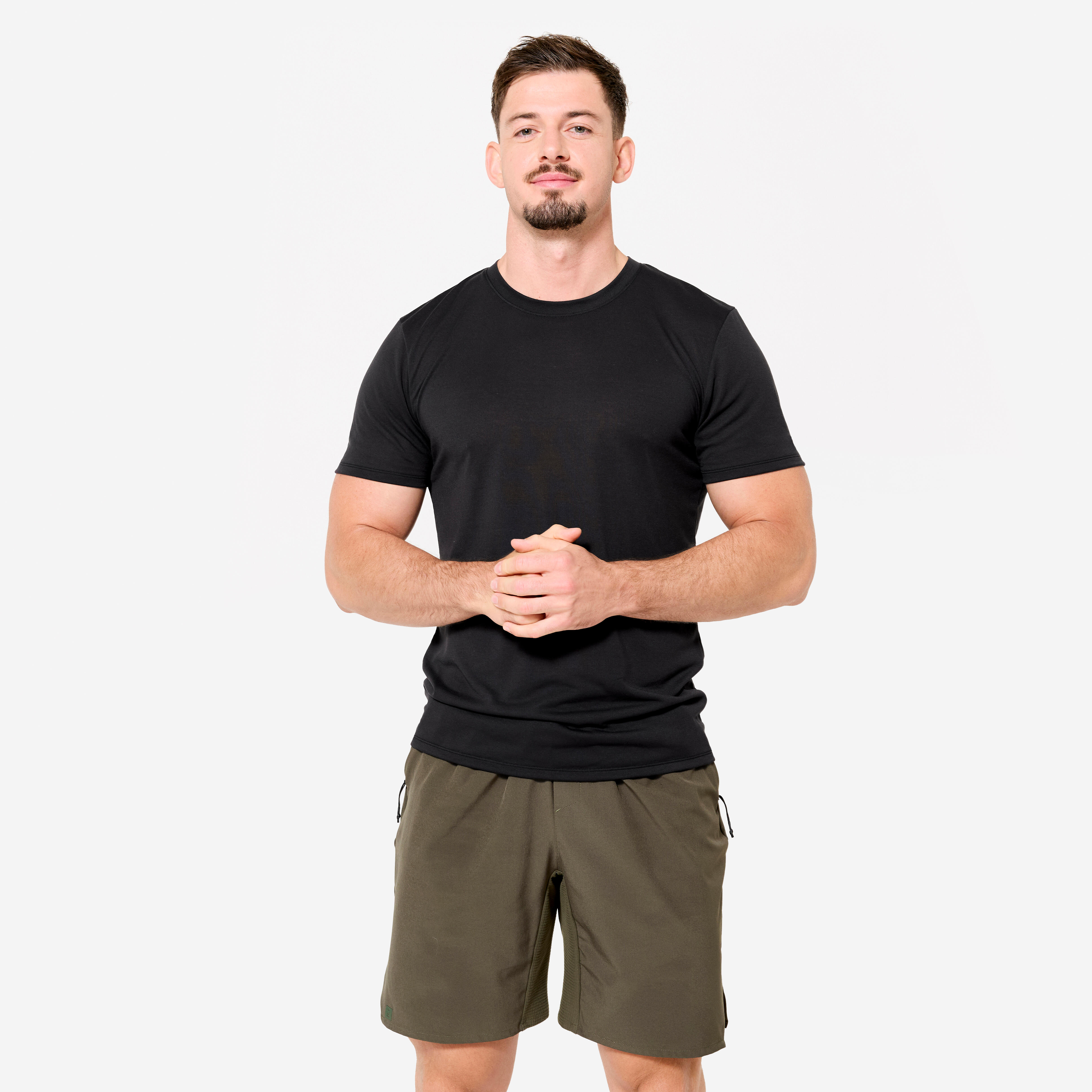 Bild von T-Shirt Herren Crosstraining atmungsaktiv Slim - schwarz
