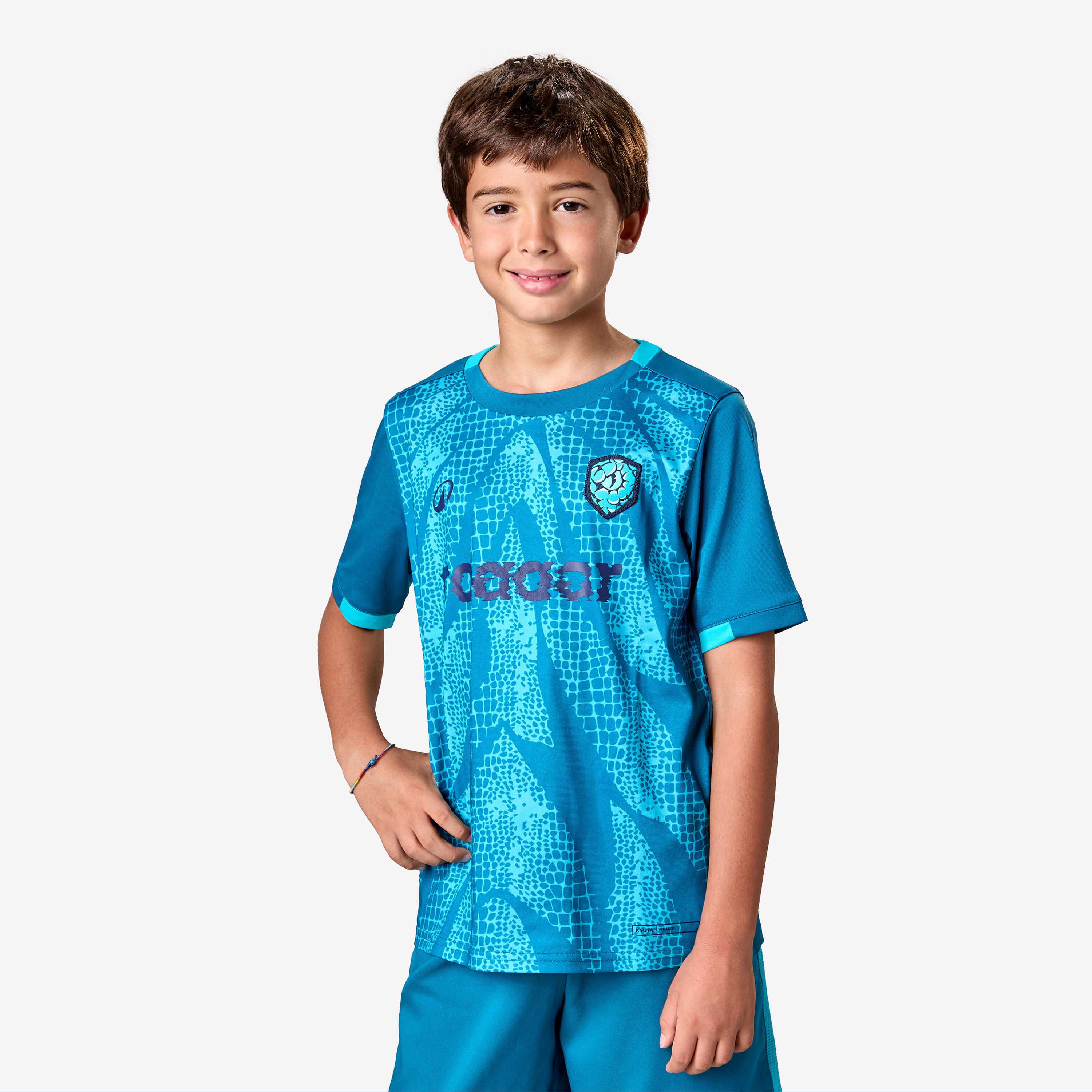 Bild von Kinder Fußball Trikot - VIRALTO Kids Roarrr Snake Streifen grün/türkis