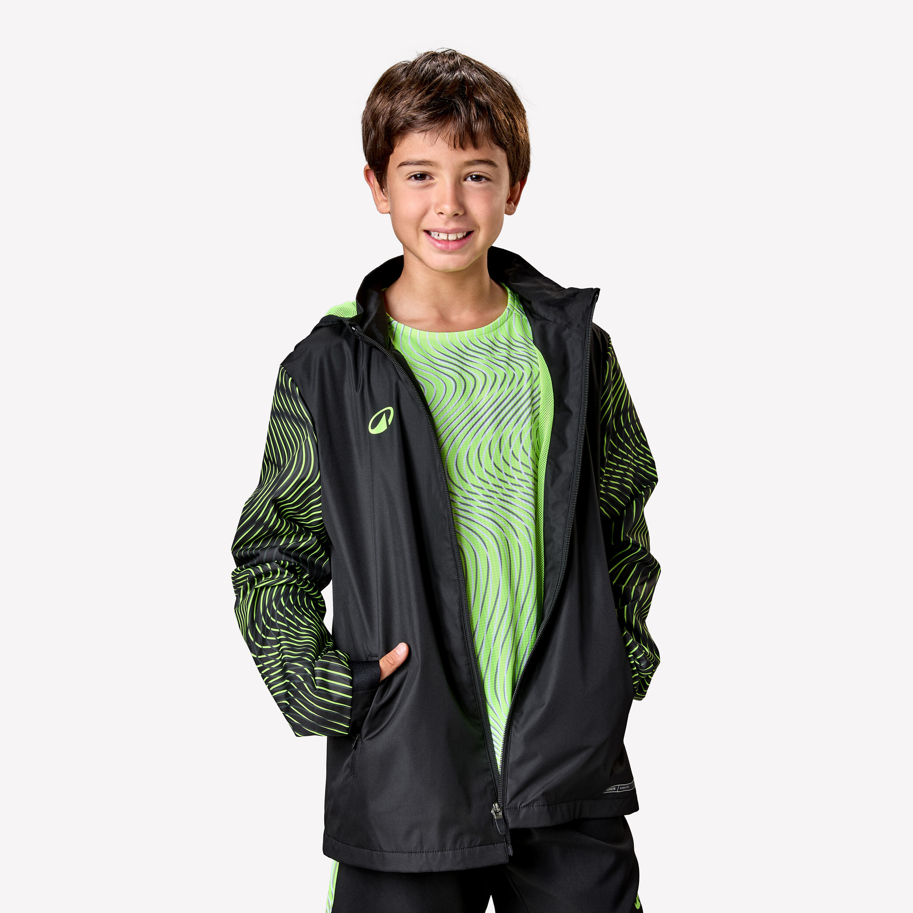 Bild von Kinder Fußball Regenjacke - VIRALTO Wavy schwarz/neongelb