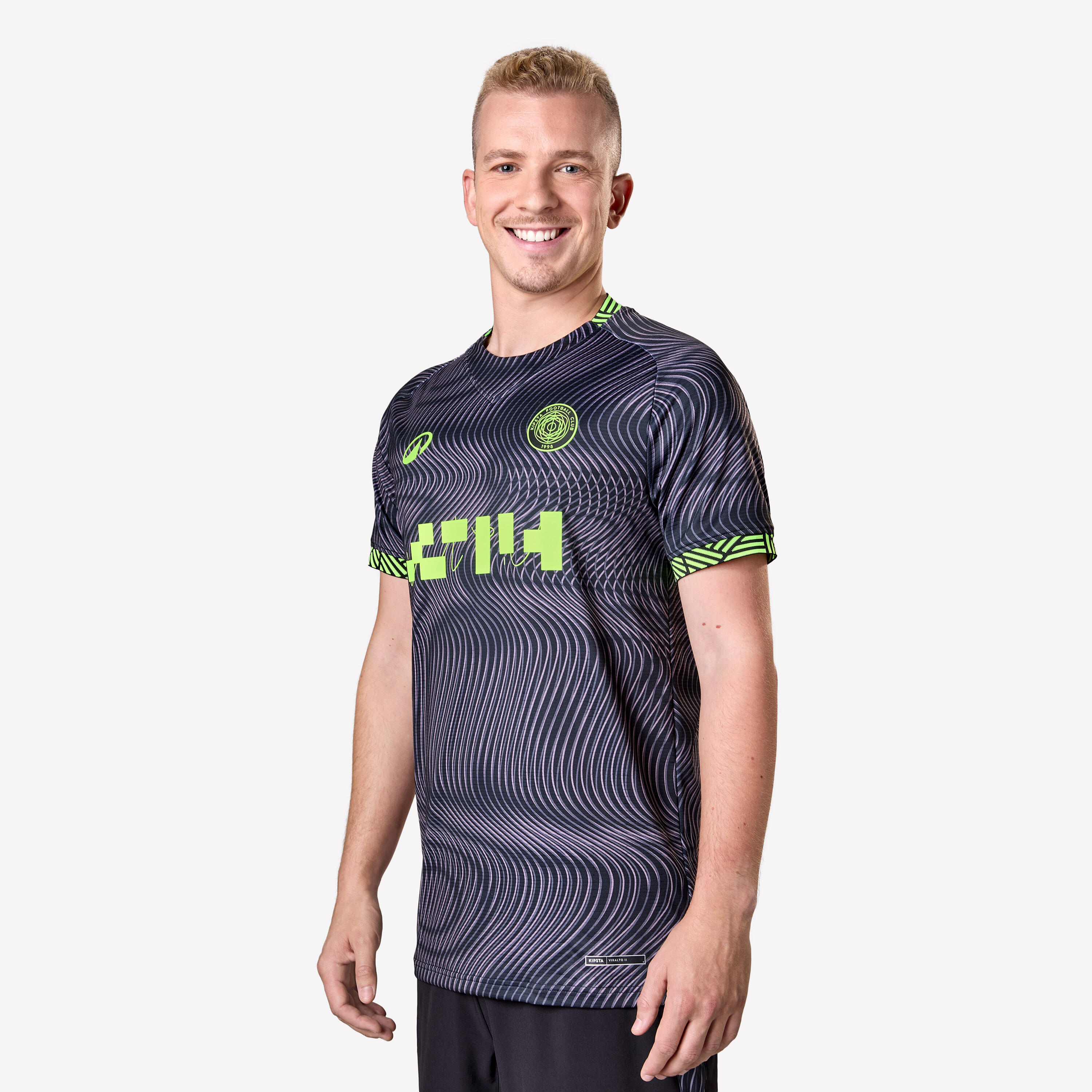 Bild von Damen/Herren Fußball Trikot kurzarm - VIRALTO II Wavy schwarz/neongelb