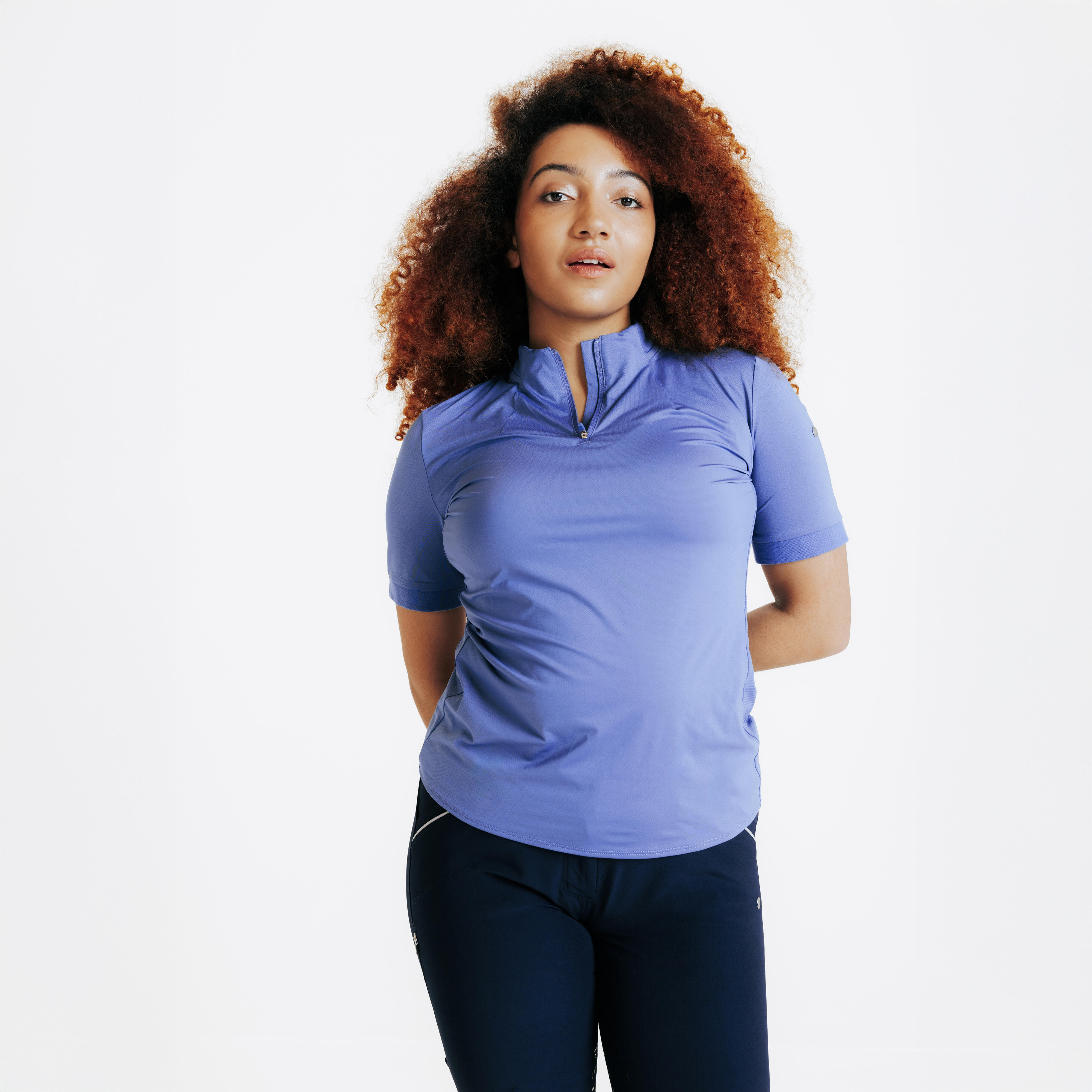 Bild von Reit-Poloshirt kurzarm Damen blau