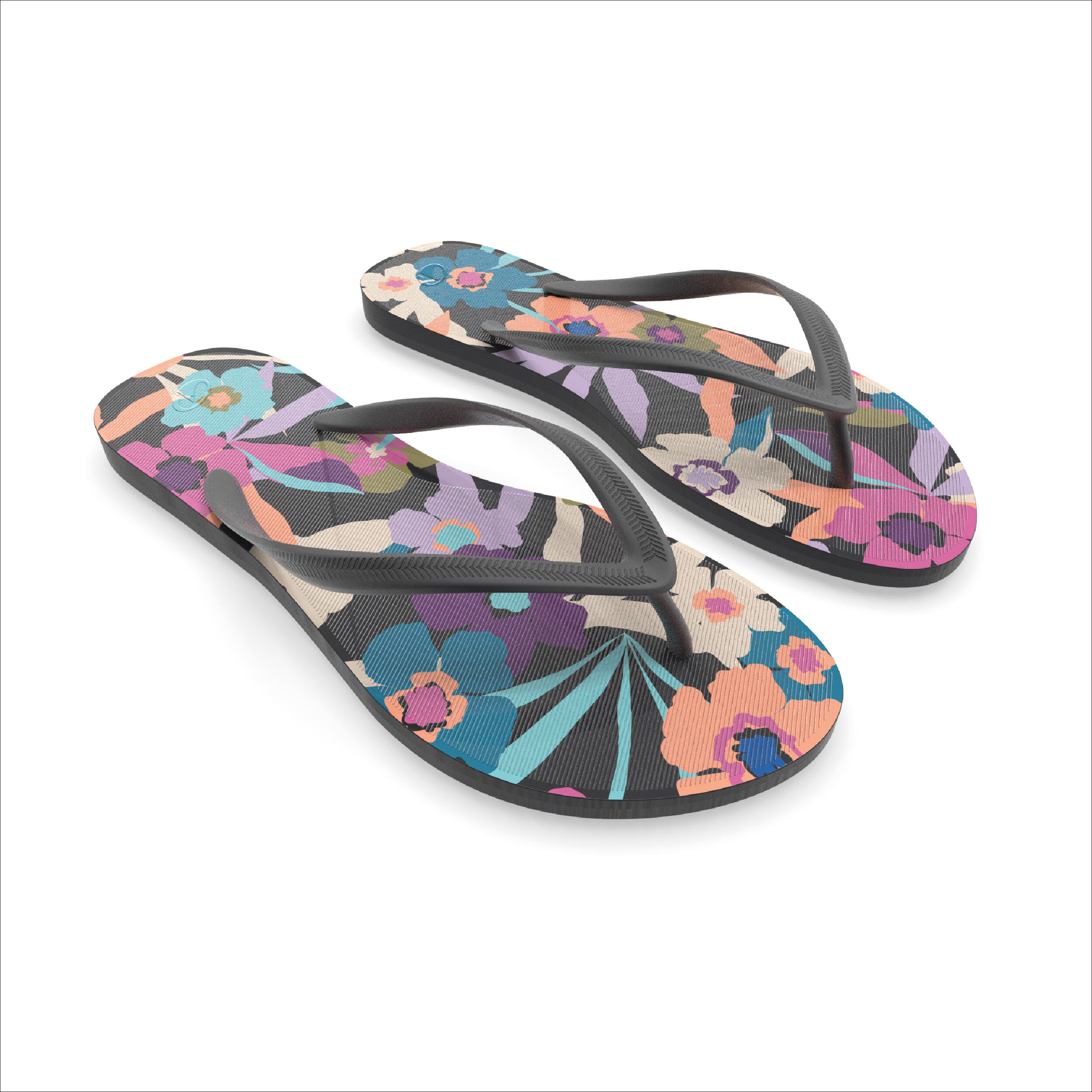 Bild von Zehensandalen Damen 500 Big Azae schwarz/mehrfarbig
