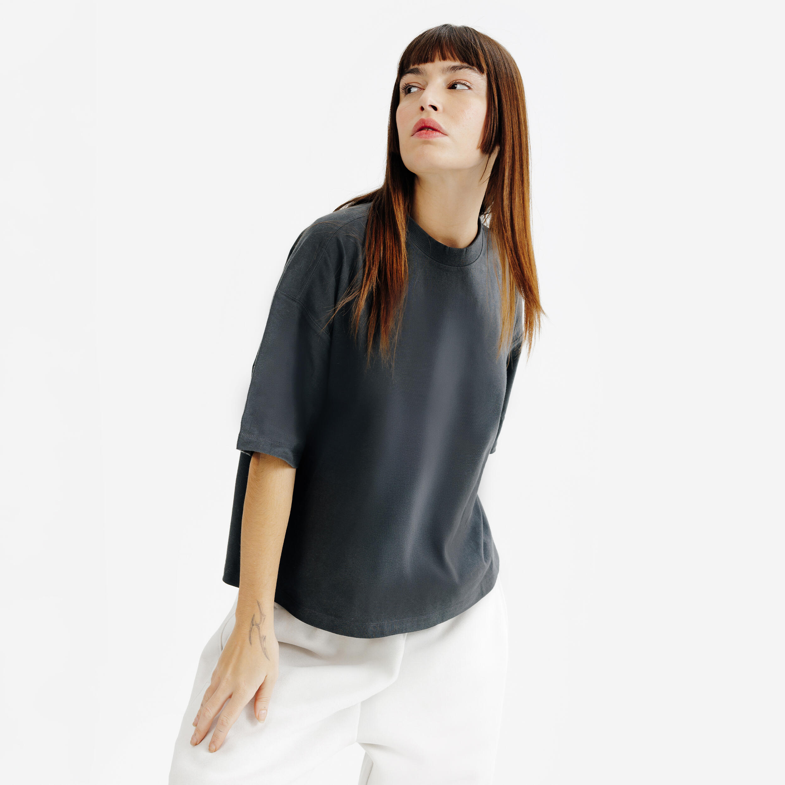 Bild von T-Shirt Damen Crop Top - grau