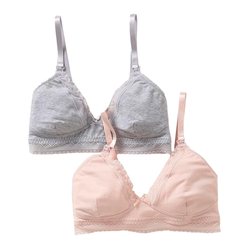 Bild von Vertbaudet 2er-Pack bügellose Still-BHs aus Bio-Baumwolle grau/rosa 75E