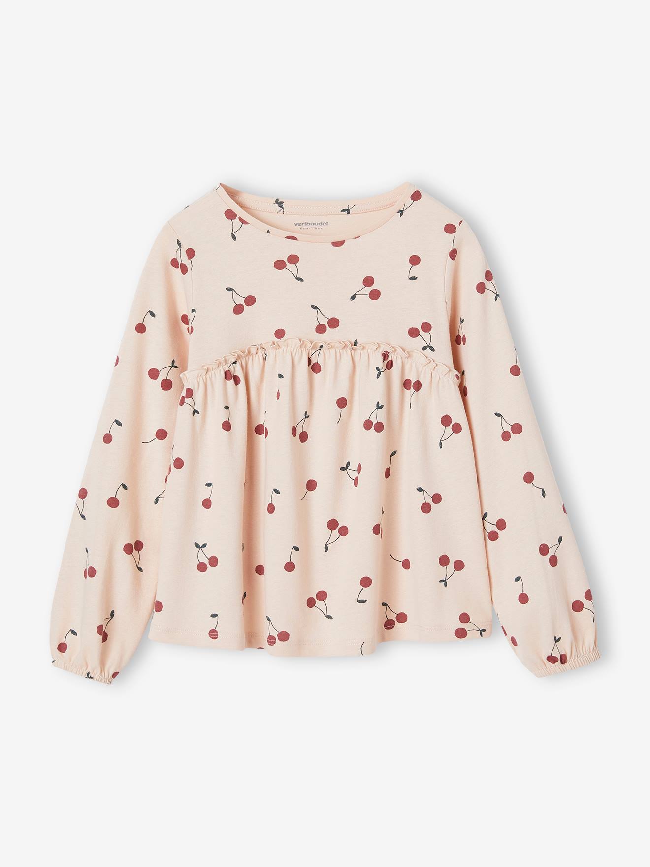 Bild von vertbaudet Langarmshirt Mädchen Blusenshirt mit Print Ballonrmel