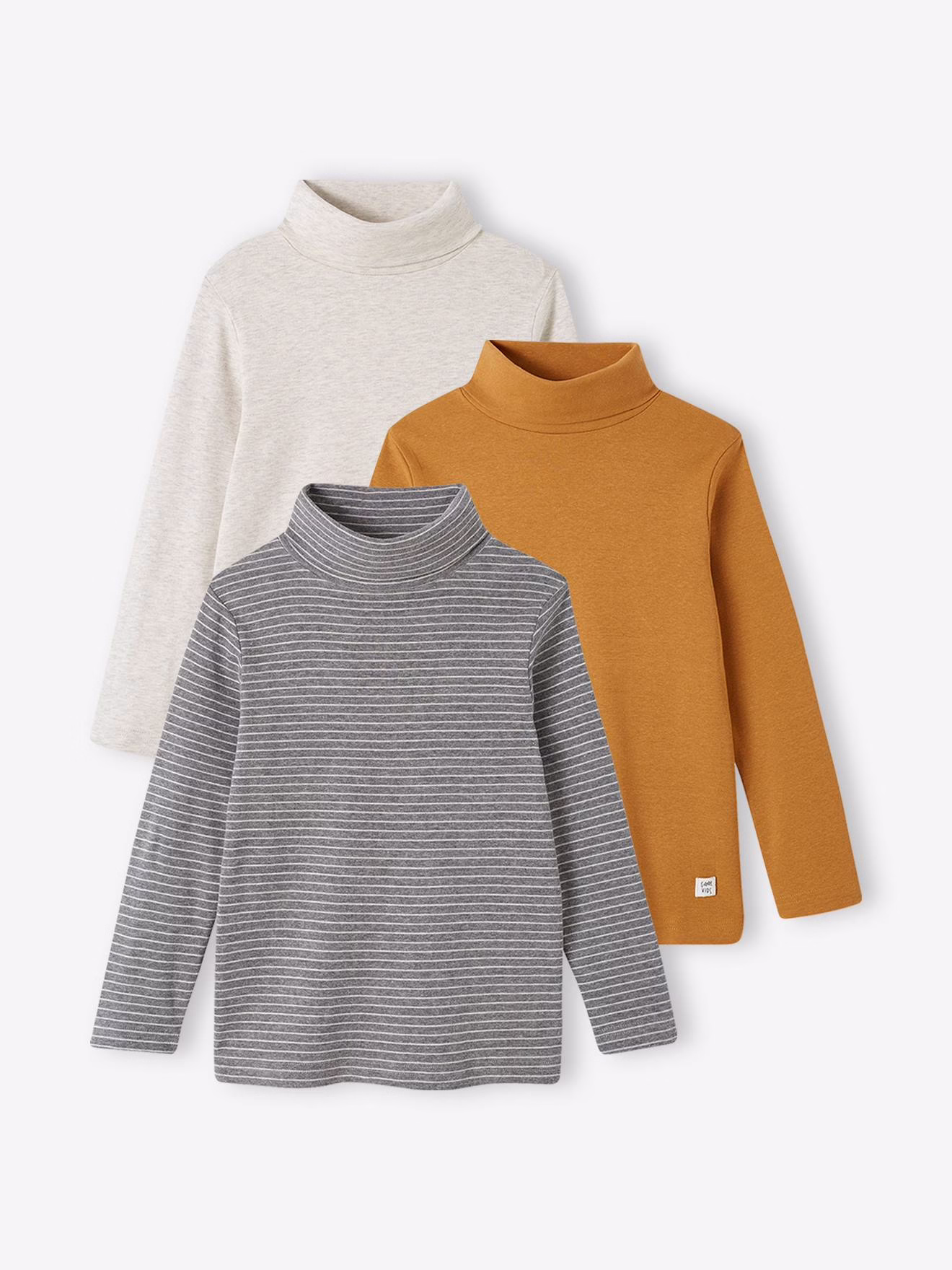 Bild von 3er-Pack Jungen Rollkragen-Shirts ocker