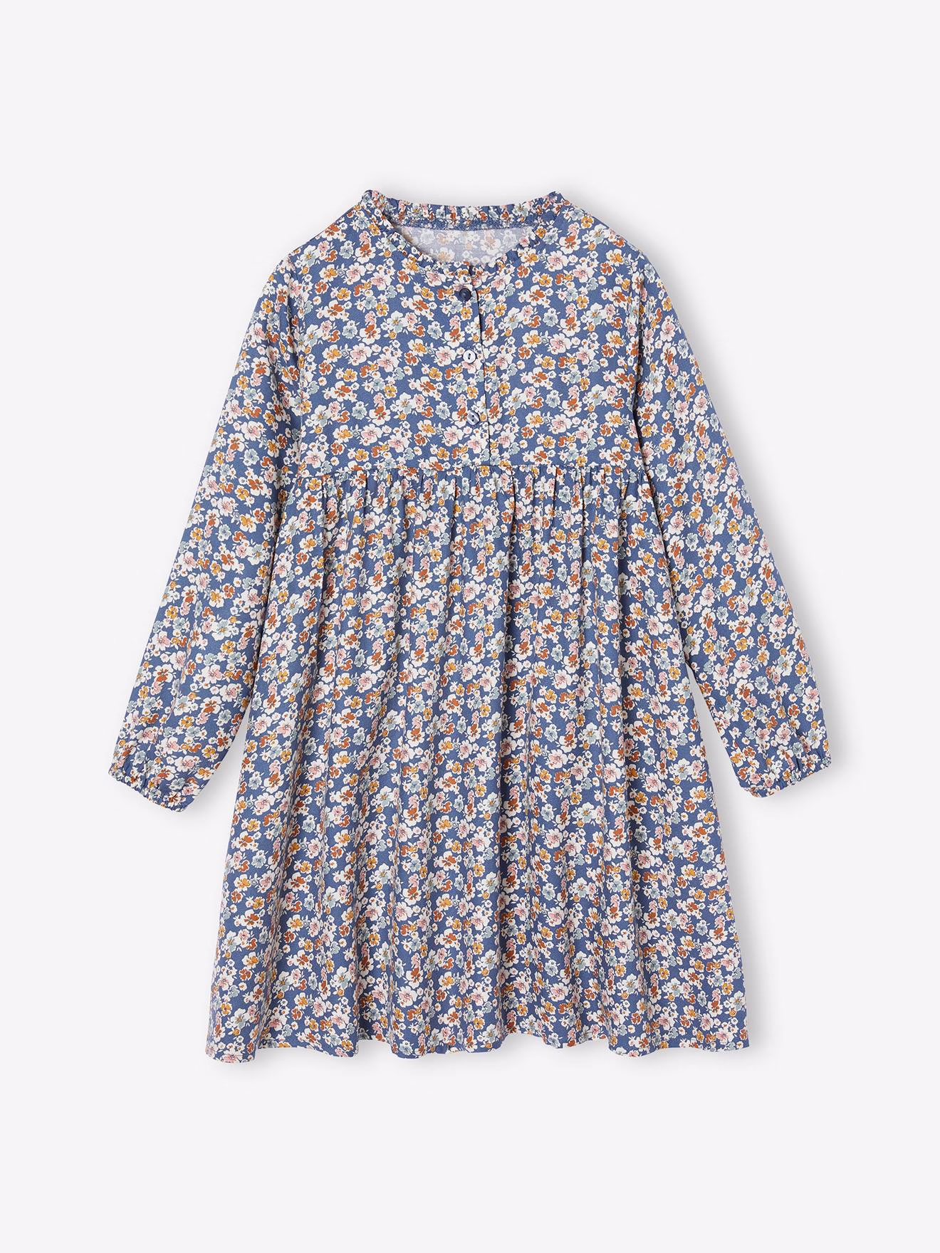 Bild von Mädchen Kleid mit Knopfleiste vorn und Printmuster