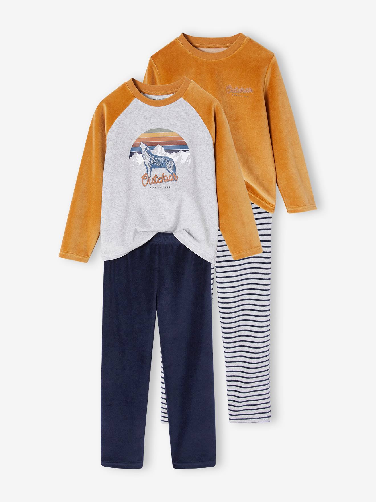 Bild von 2er-Pack Jungen Samt-Schlafanzüge WOLF OEKO-TEX®