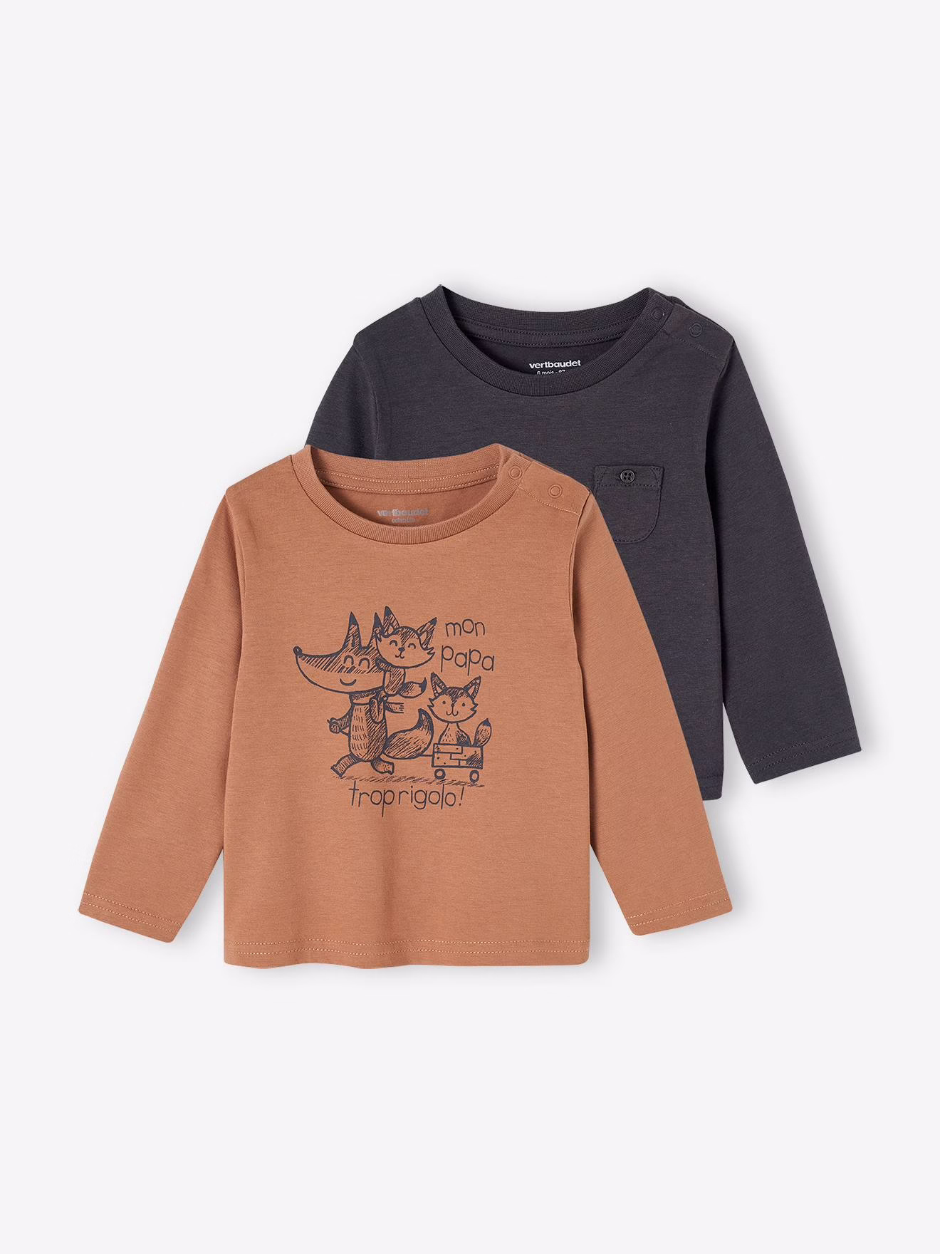 Bild von 2er-Pack Baby Shirts BASICS pekannuss