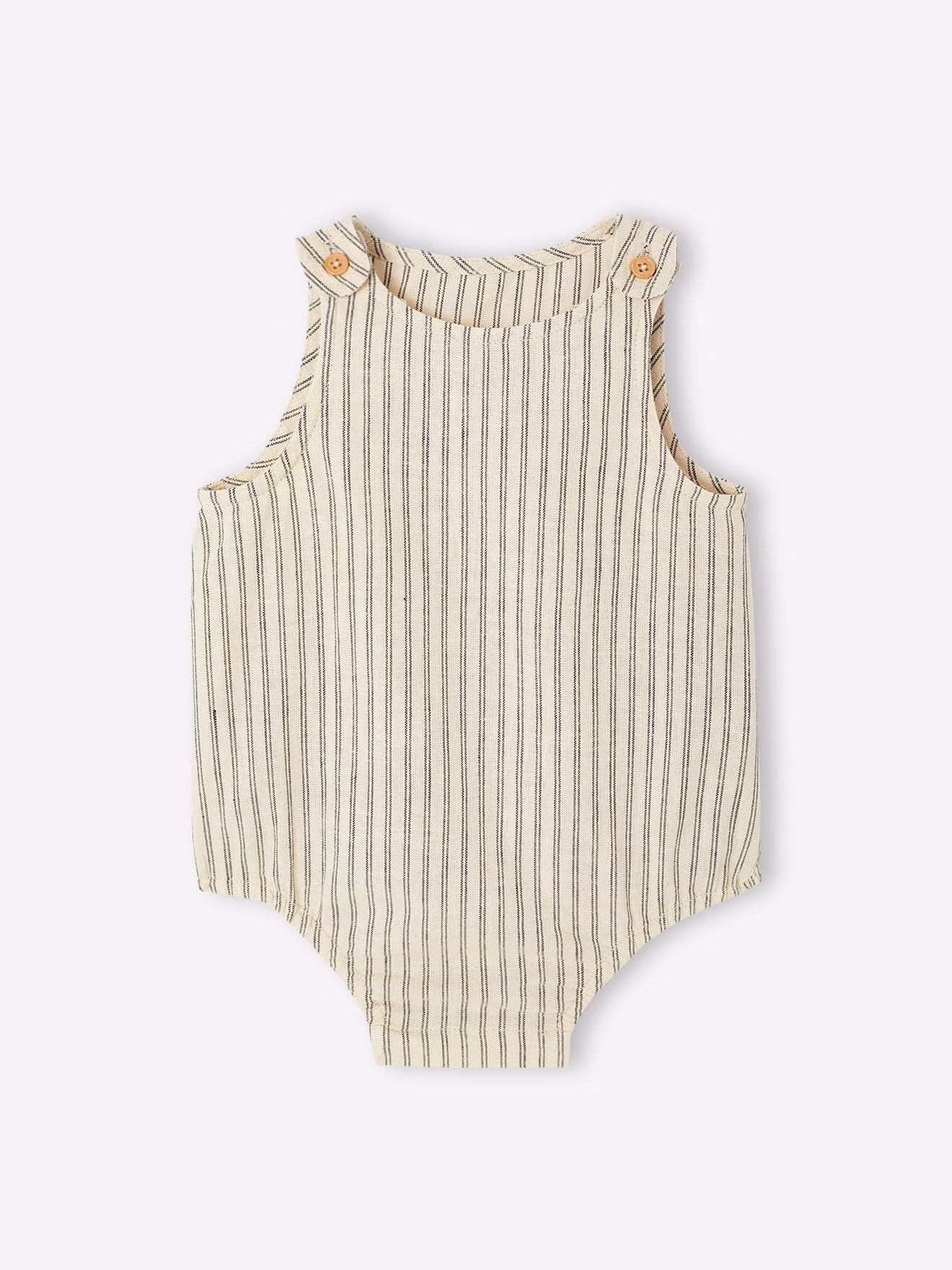 Bild von Gestreifter Baby Kurzoverall mit Leinen