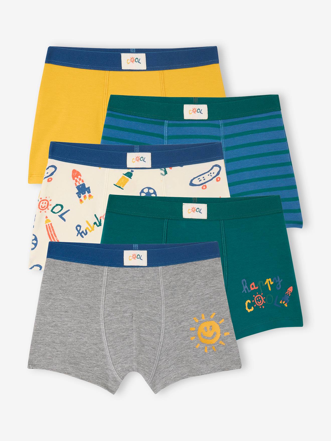 Bild von Bio-Kollektion: 5er-Pack Jungen Stretch-Boxershorts COOL