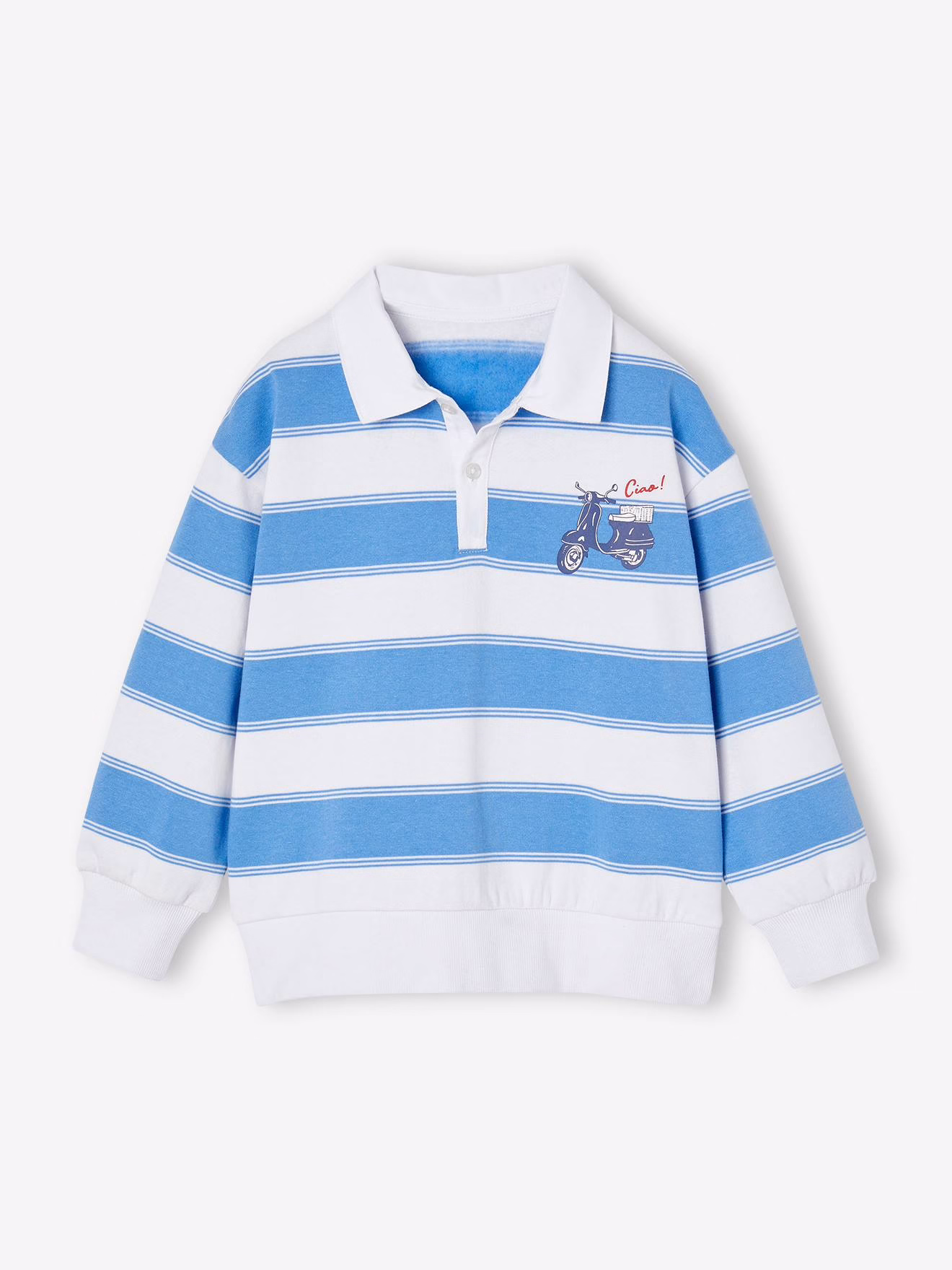 Bild von Gestreiftes Jungen Sweatshirt mit Polokragen und Recycling-Polyester