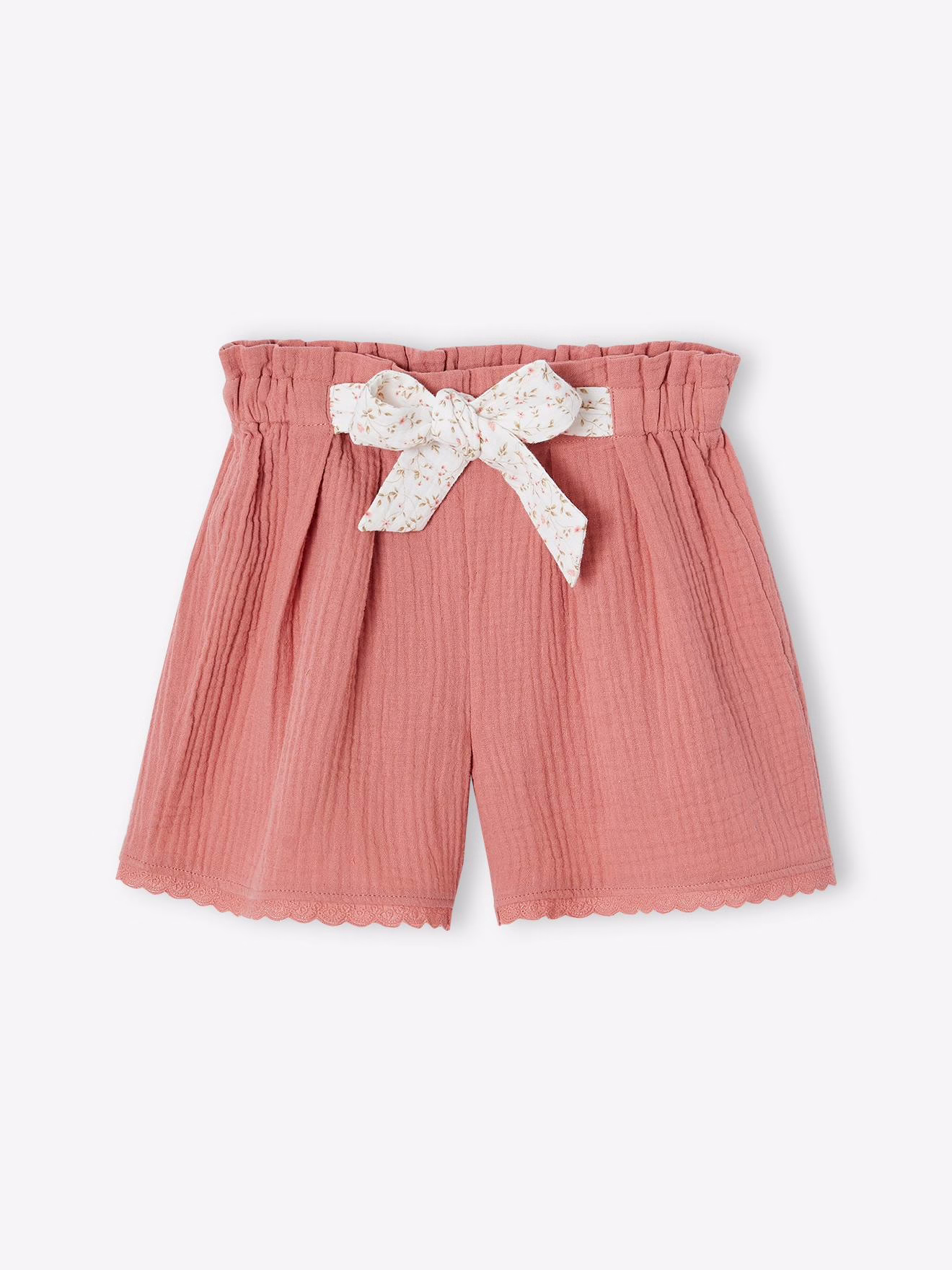 Bild von Mädchen Paperbag-Shorts aus Baumwoll-Musselin